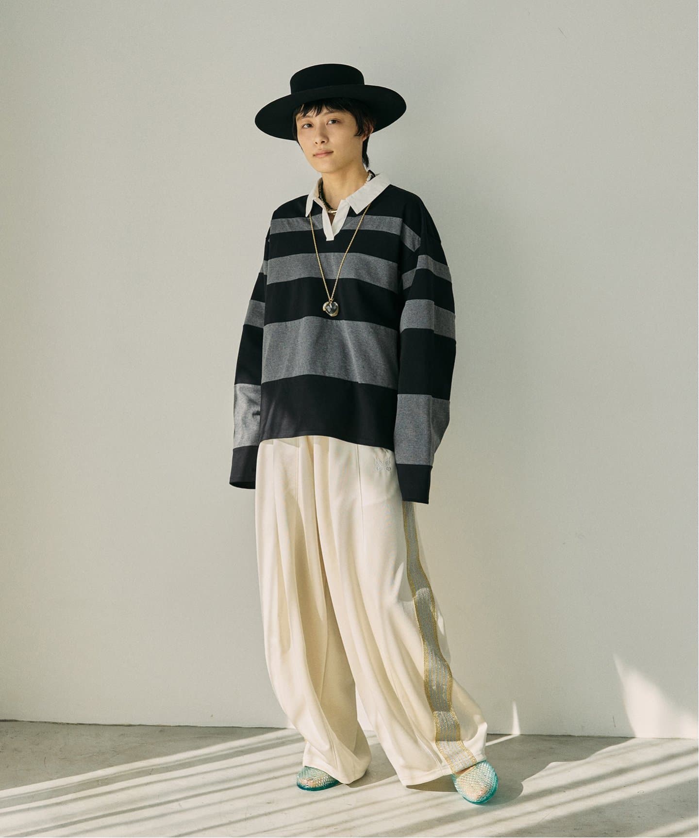 RANDAM BORDER RUGBY SHIRT：カットソー（Tシャツ／カットソー