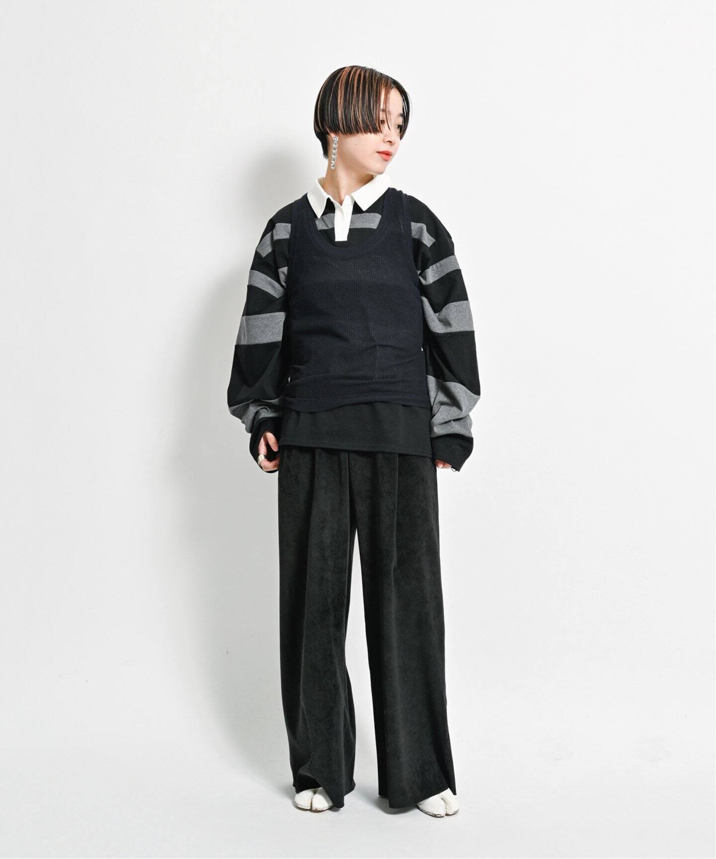 RANDAM BORDER RUGBY SHIRT：カットソー（Tシャツ／カットソー