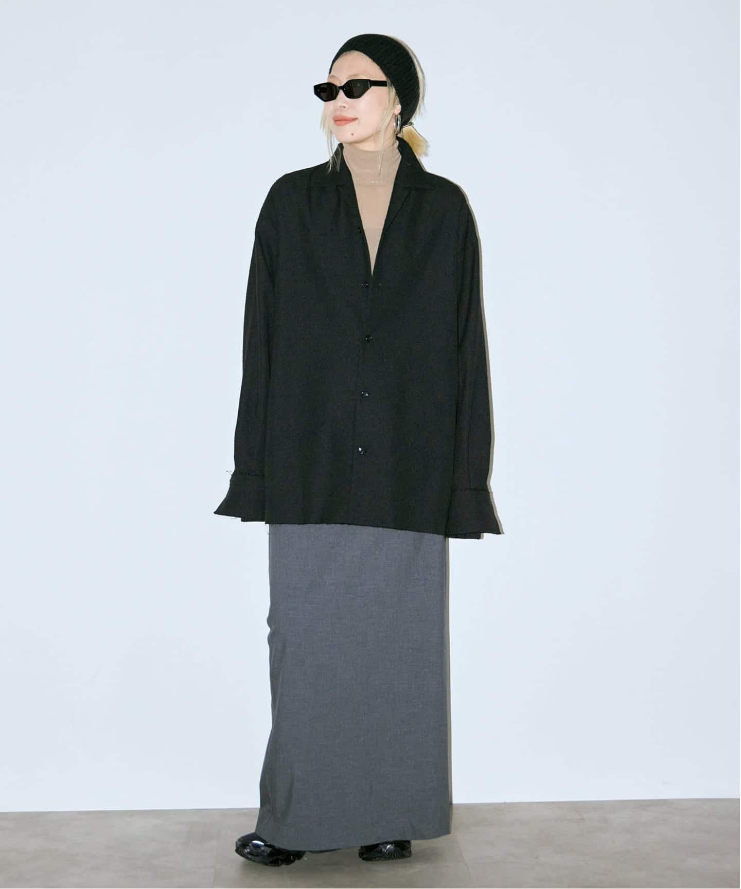 予約》SHEER HIGH NECK TOP：カットソー（Tシャツ／カットソー