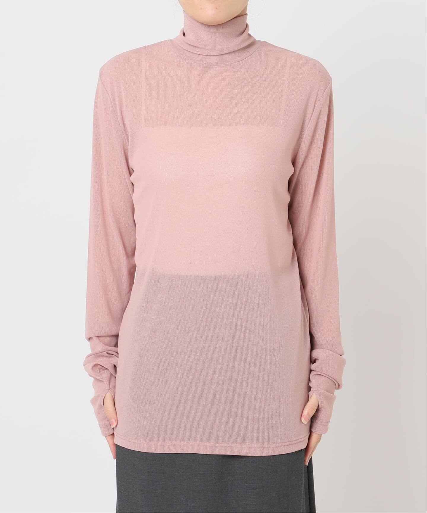 シティショップ CITYSHOP シアーニット カットソー ハイネック ピンク SHEER HIGH NECK TOP：カットソー（Tシャツ／カットソー）｜CITYSHOP