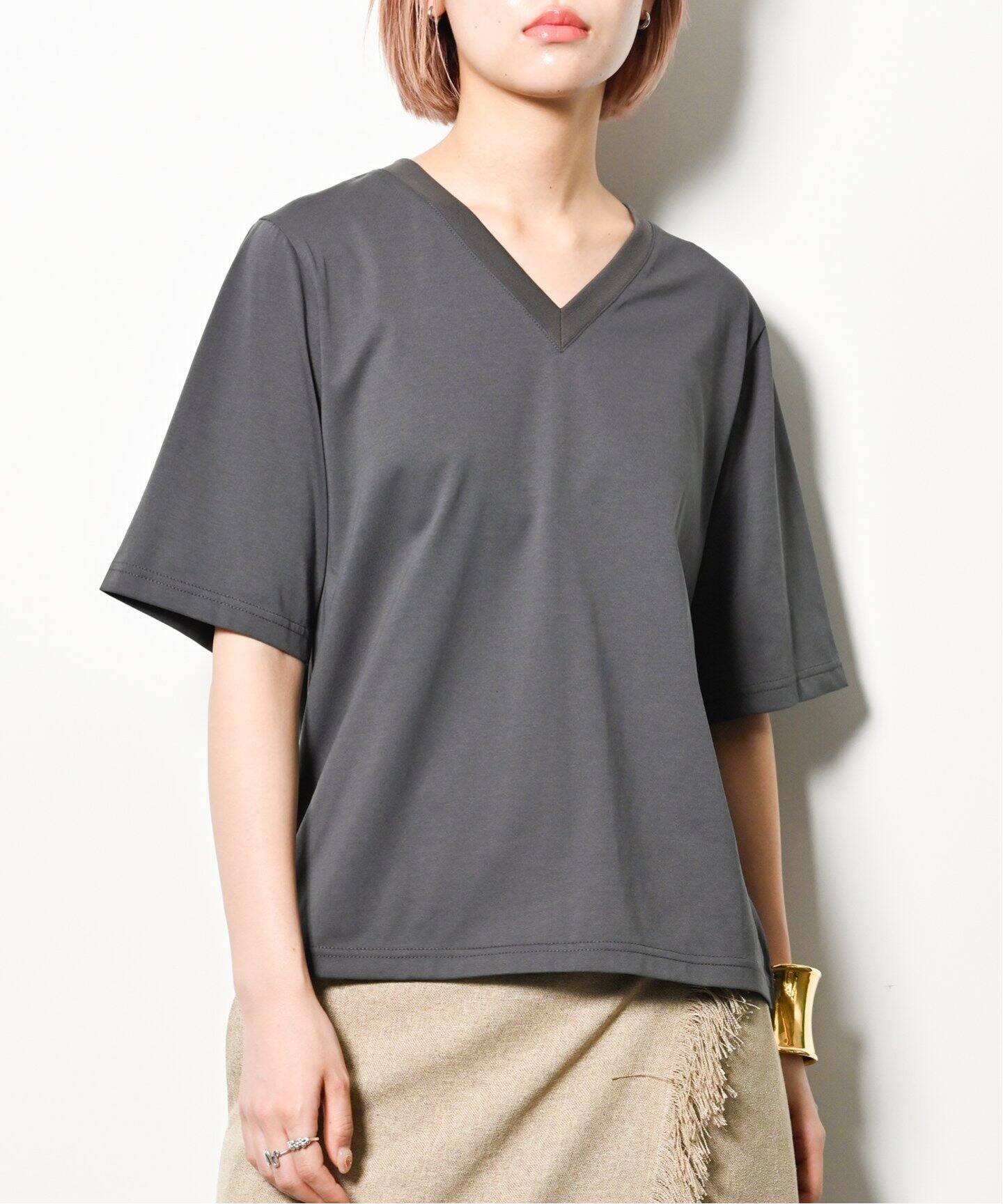 シティショップ CITYSHOP 24AW V-NECK Tシャツ 長袖Tシャツ 24070042902030 ブラック サイズ：FREE CITYSHOP(シティショップ) 24AWV-NECK Tシャツ長袖Tシャツ