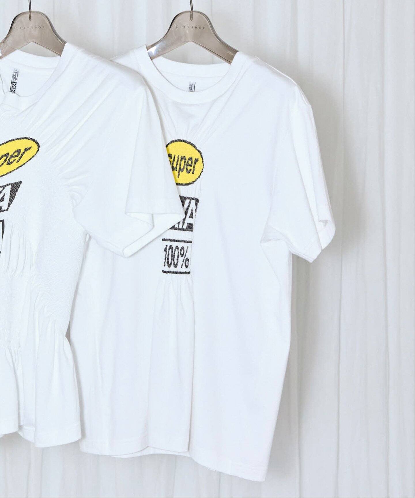 SUPER YAYA Logo Elastic T-shirt TSH-SY FR-025：Tシャツ（Tシャツ  