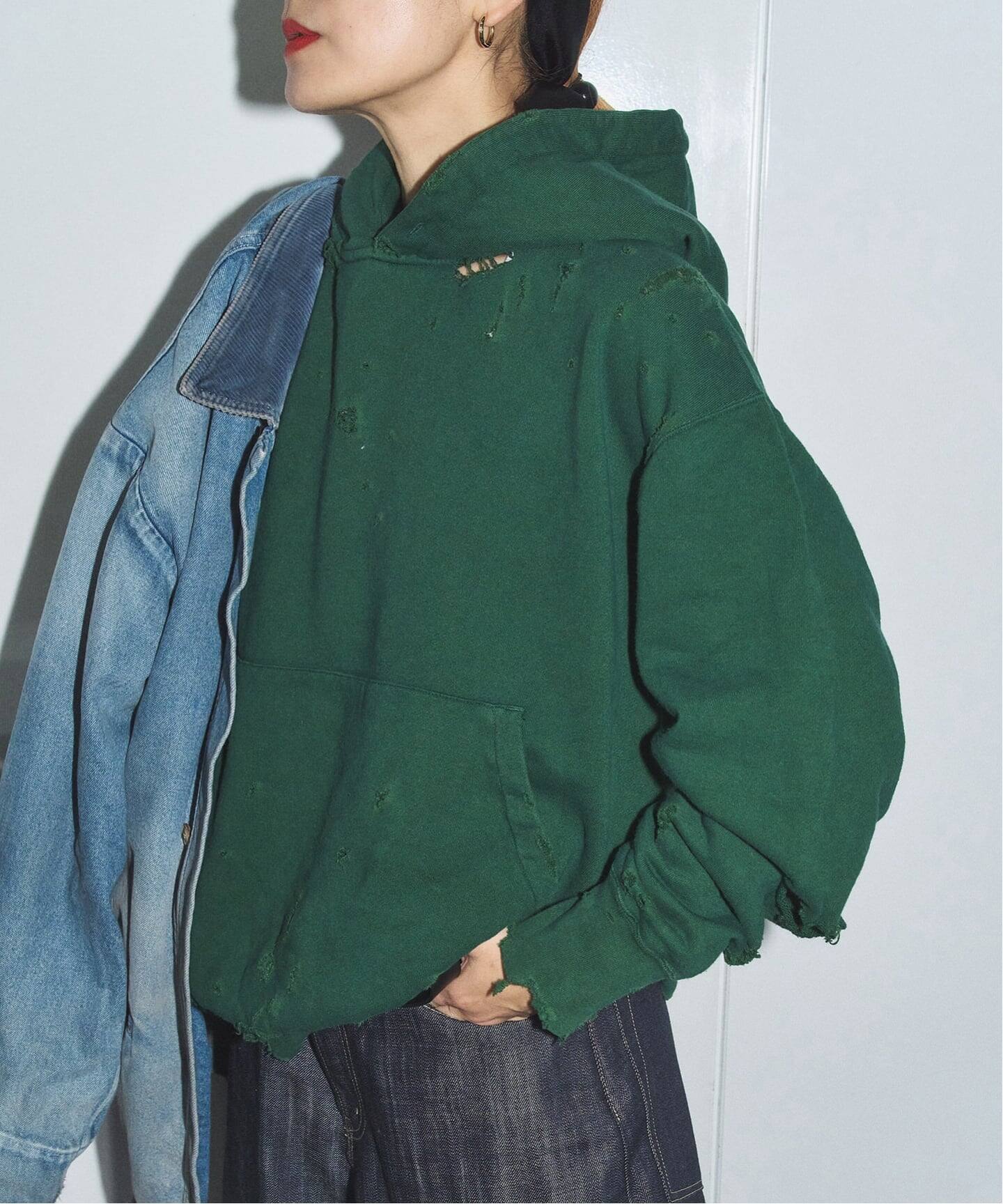 KURO MORE DAMAGE WASHED SWEAT PARKA 964072：スウェット（スウェット 