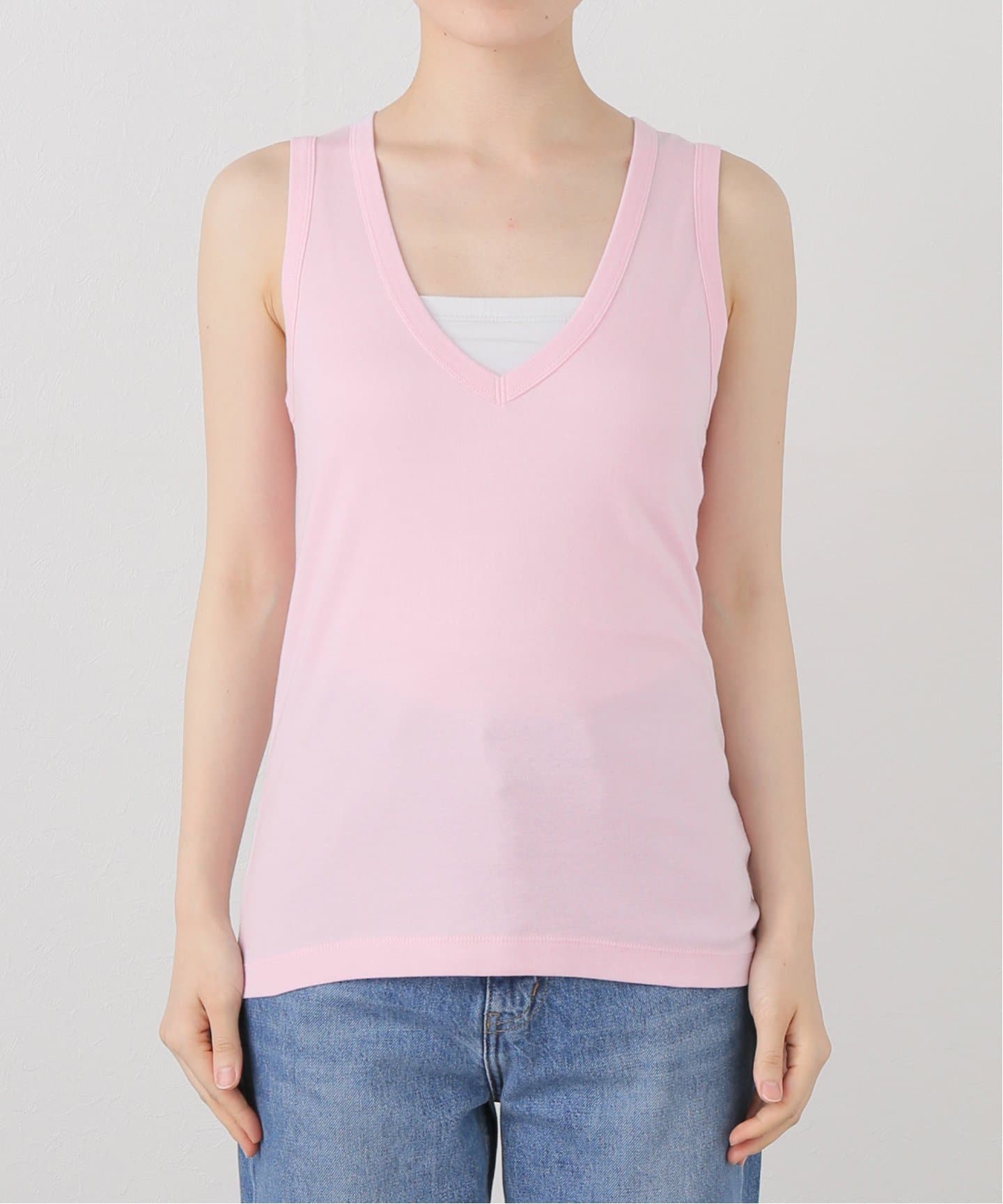 ONIT COTTON RIB V-NECK TANK TOP 25SSON186：タンクトップ（T