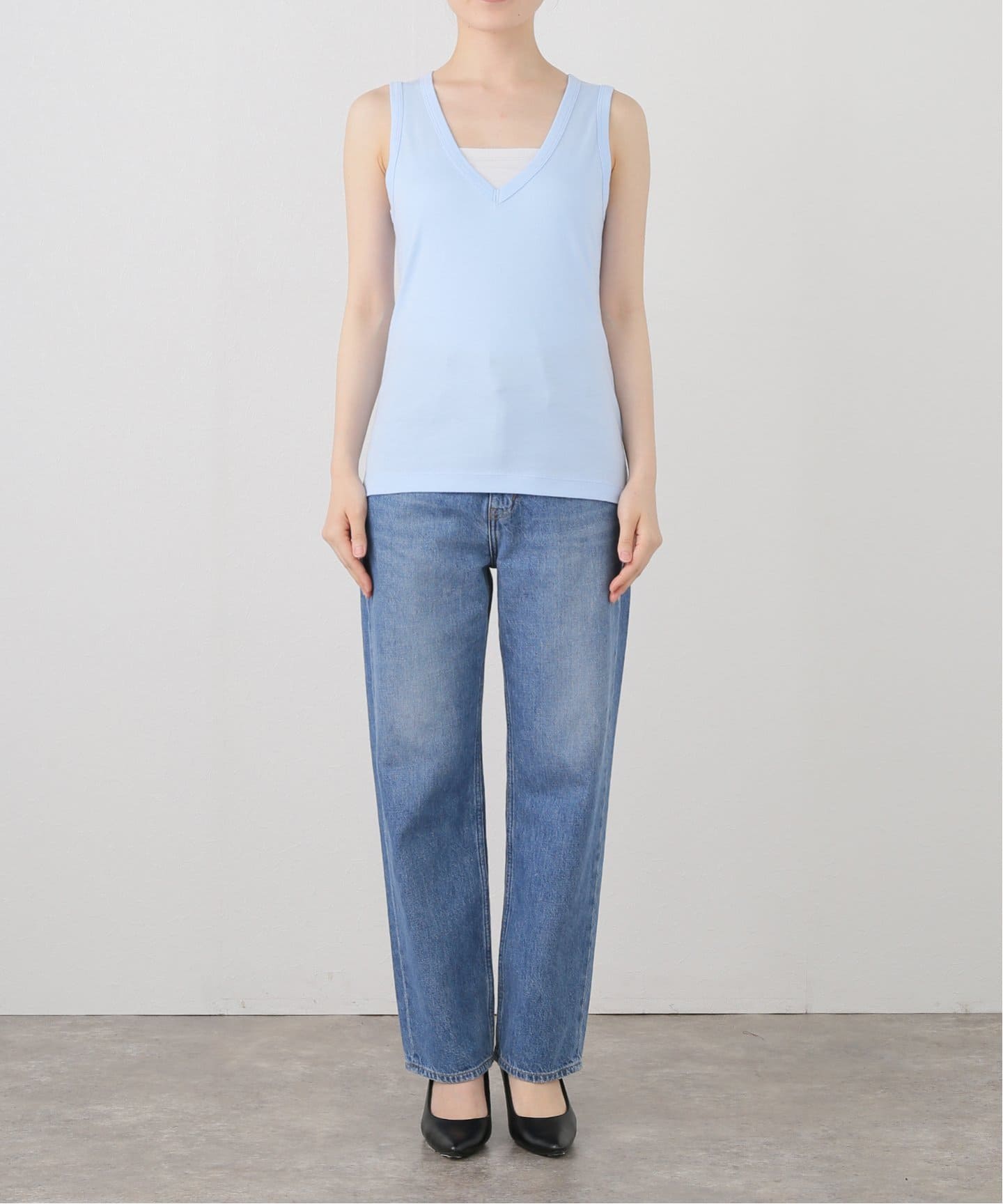 ONIT COTTON RIB V-NECK TANK TOP 25SSON186：タンクトップ（T