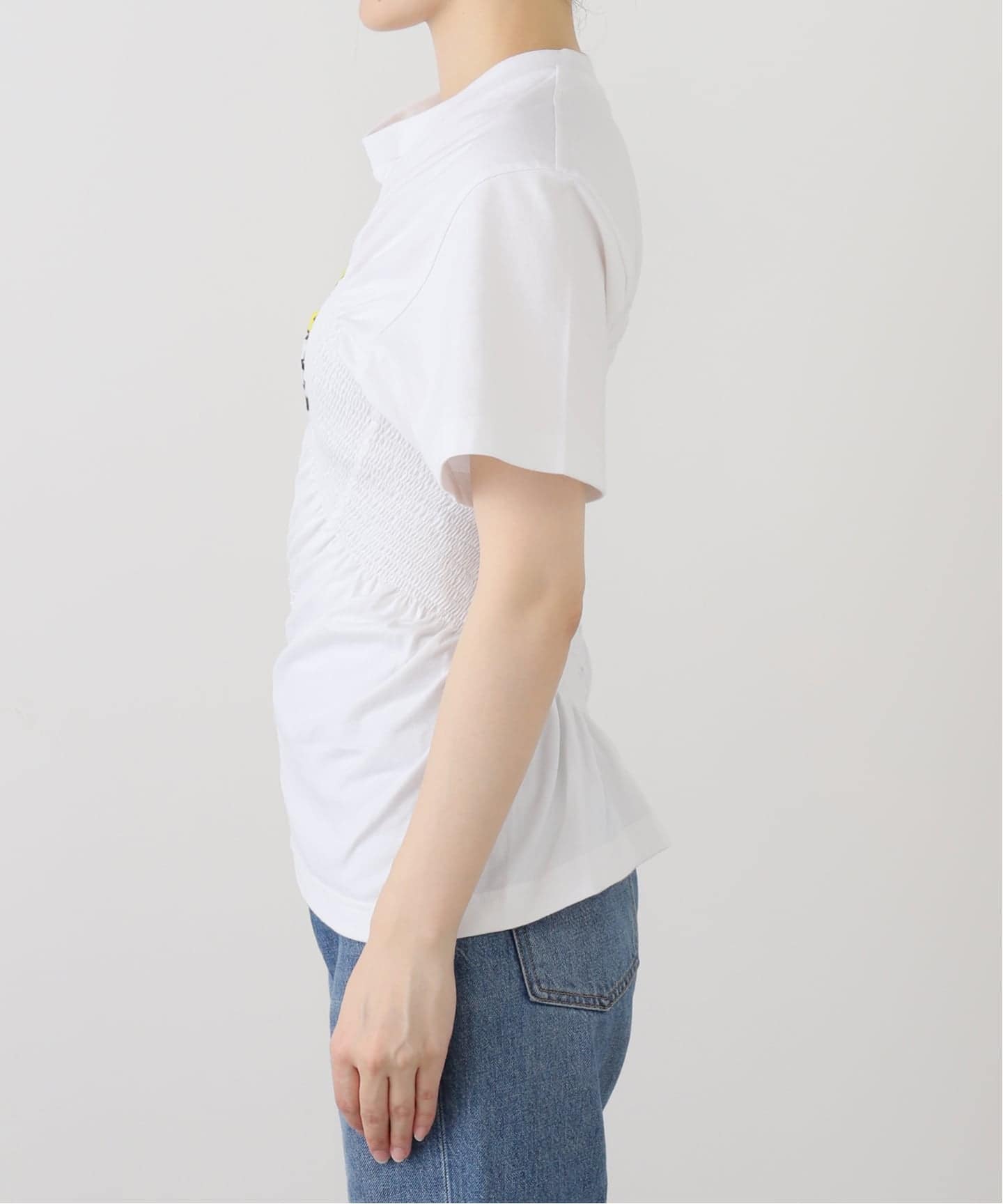 SUPER YAYA スモッキングデザイン Tシャツ XL ホワイト SUPER YAYA