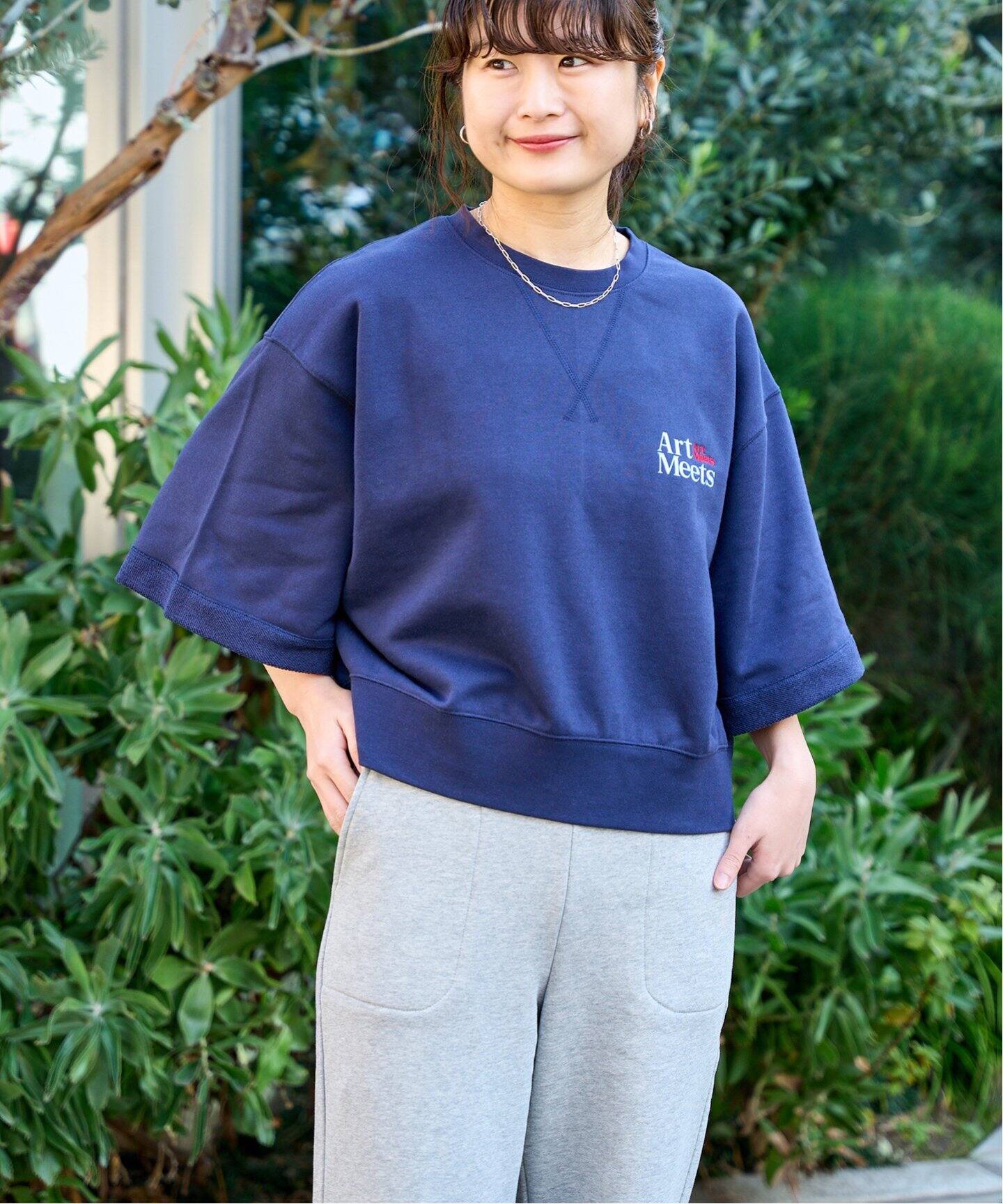 【新品タグ付】かぐれ ワイドハーフスリーブ スウェット グレー 25SS Amazon.co.jp: [かぐれ] ワイドハーフスリーブスウェット TOP