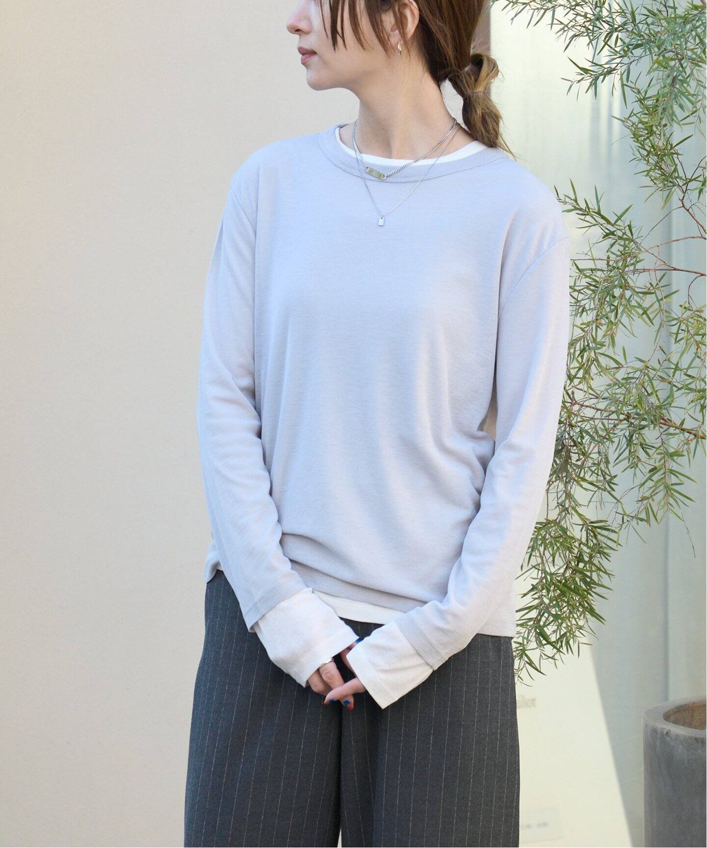 レイヤードシアークルーネックロンT2点SET（Tシャツ／カットソー  