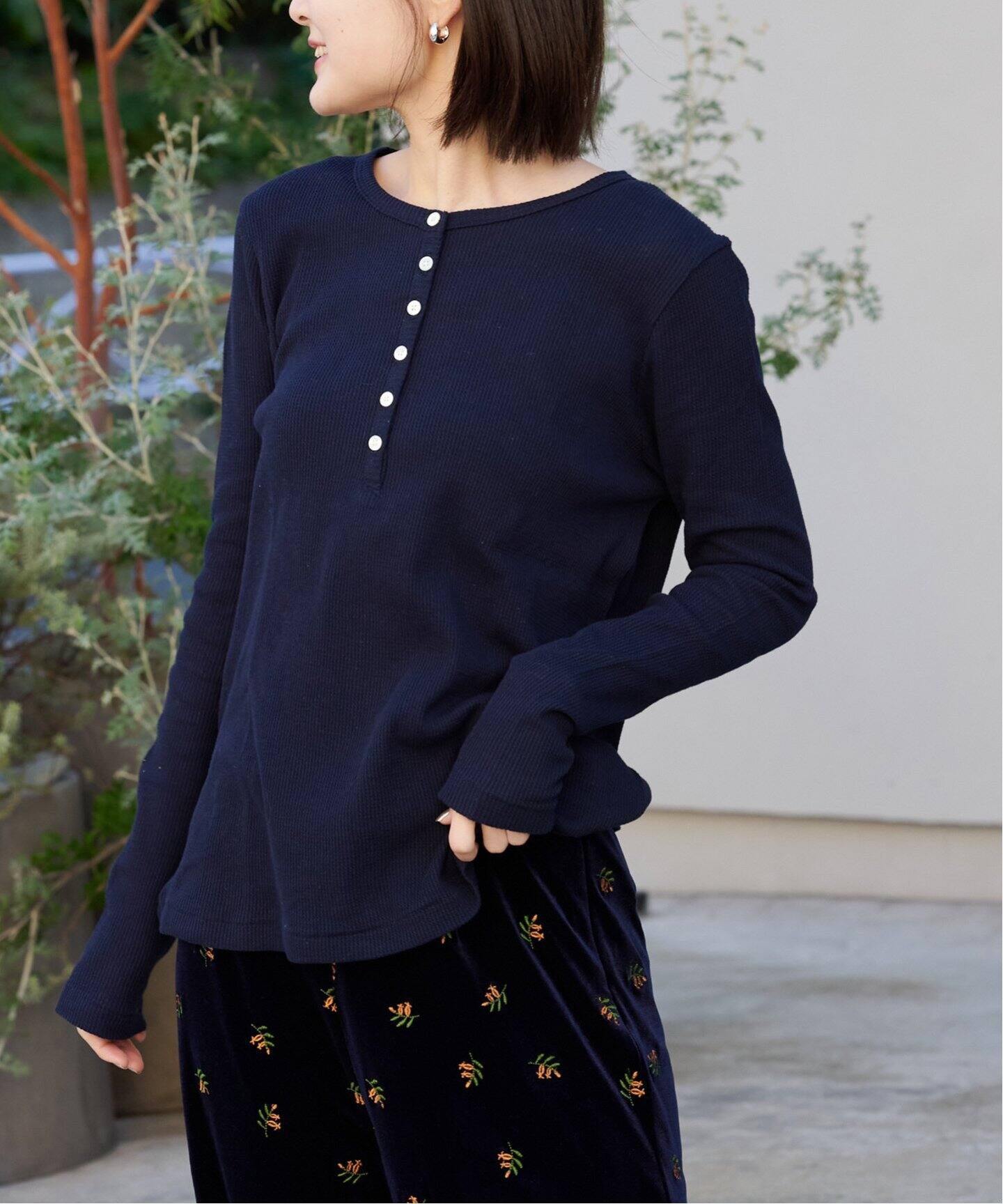 ワッフルヘンリーネックロンT（Tシャツ／カットソー）｜OUTDOOR