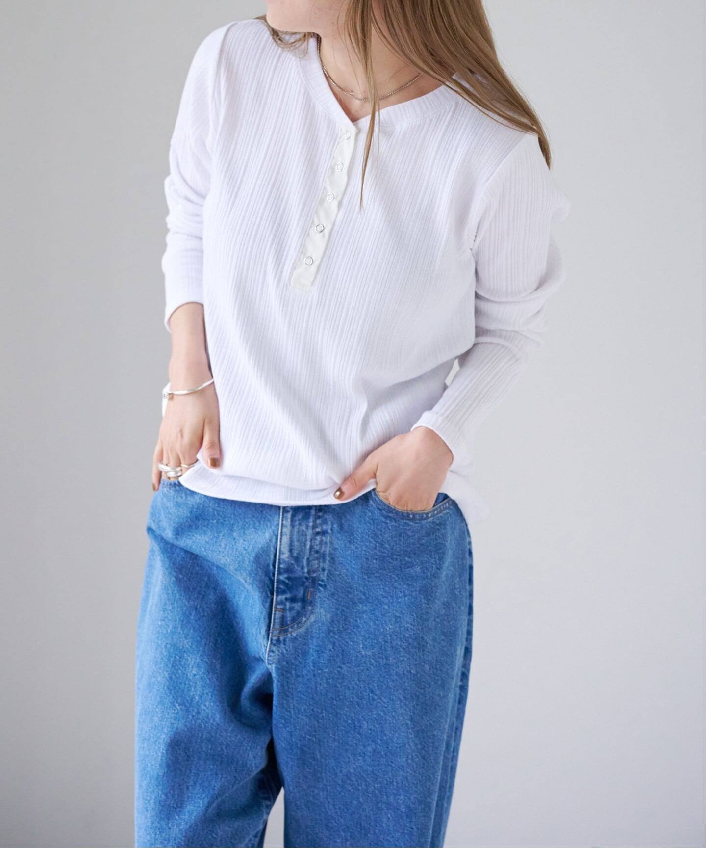 FORMEヘンリーネックリブカットソー 東原亜希 FORME 2025 SPRING HENRY NECK RIB CUT AND SAW