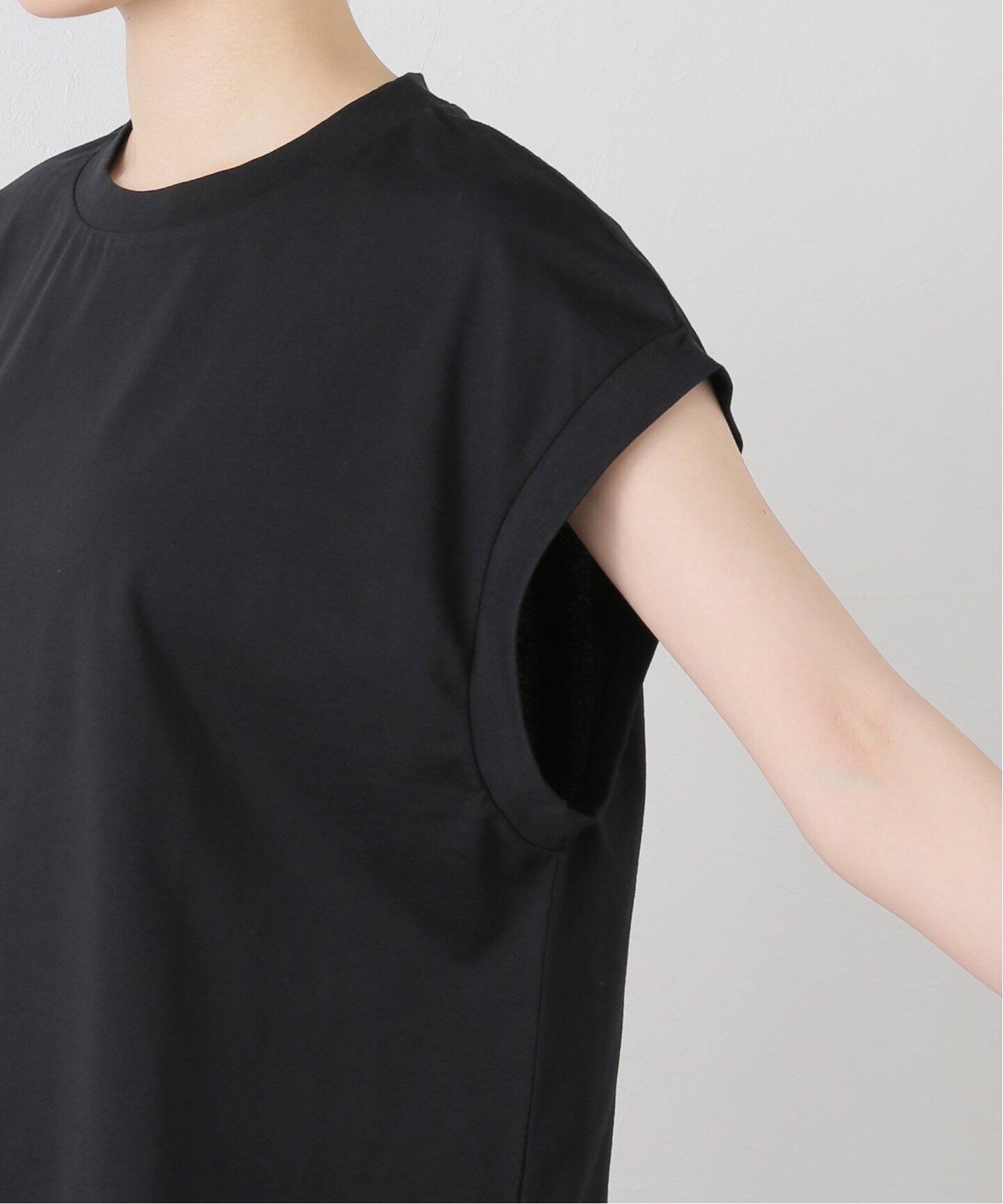 rito structure◆ノースリーブカットソー/2/コットン/BLK/無地/077R22S020B コットンワイドシルエットノースリーブ（Tシャツ／カットソー