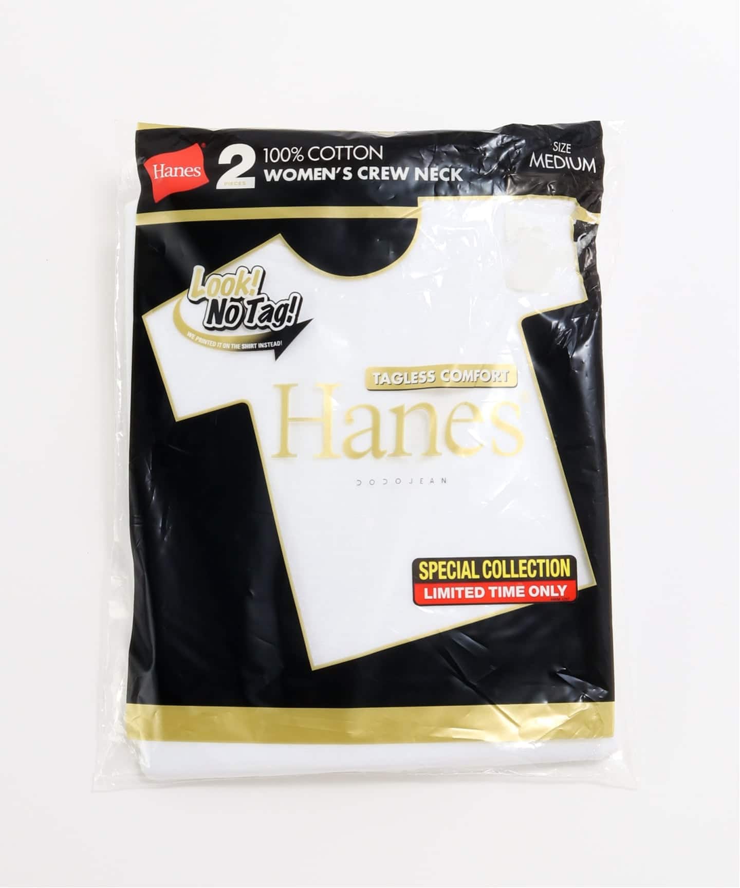 Hanes 2P クルーネックショートスリーブ/ロングスリーブTシャツ