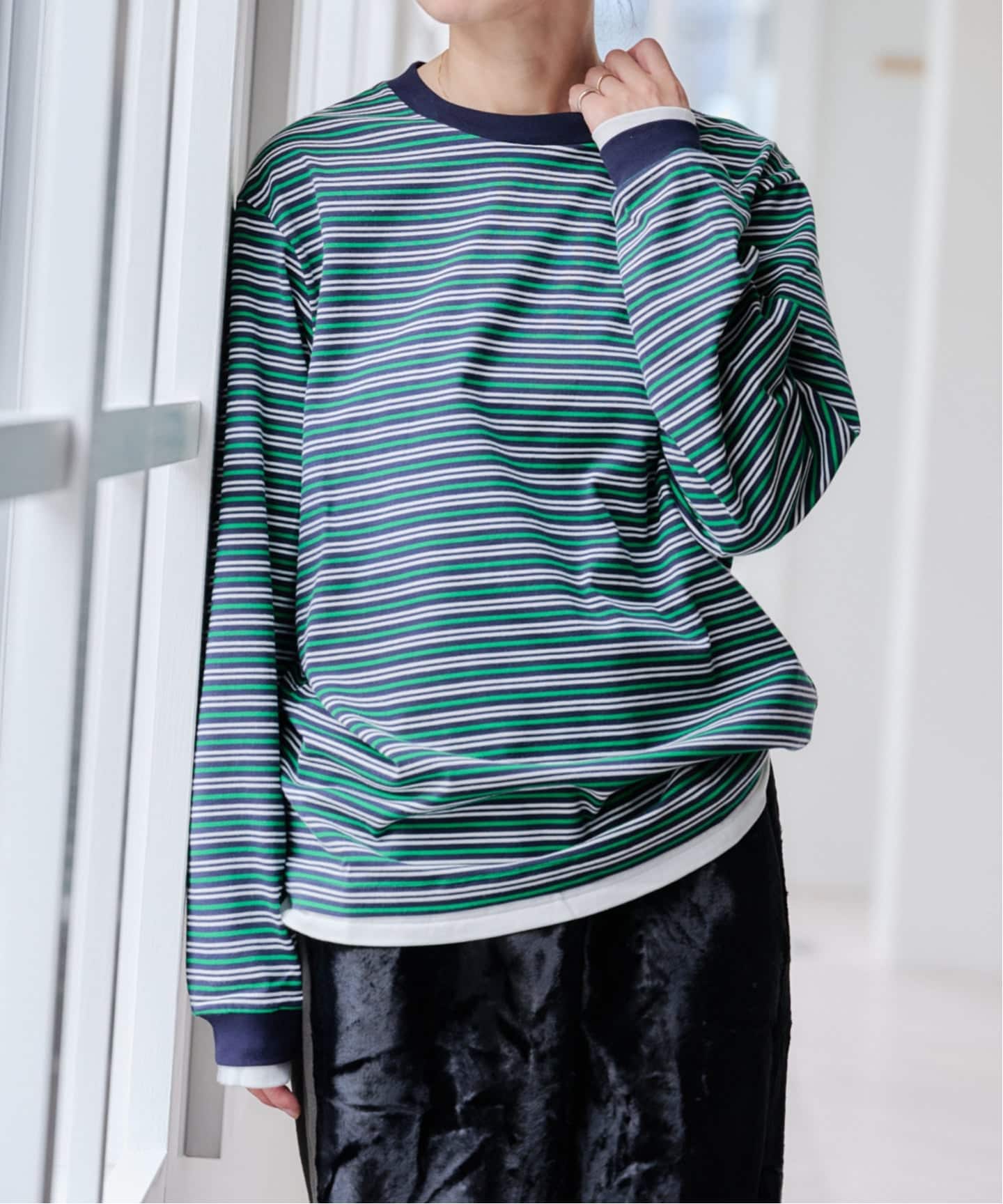 JANE SMITH COTTON BORDER LAYERED L/S（Tシャツ／カットソー）｜BOICE