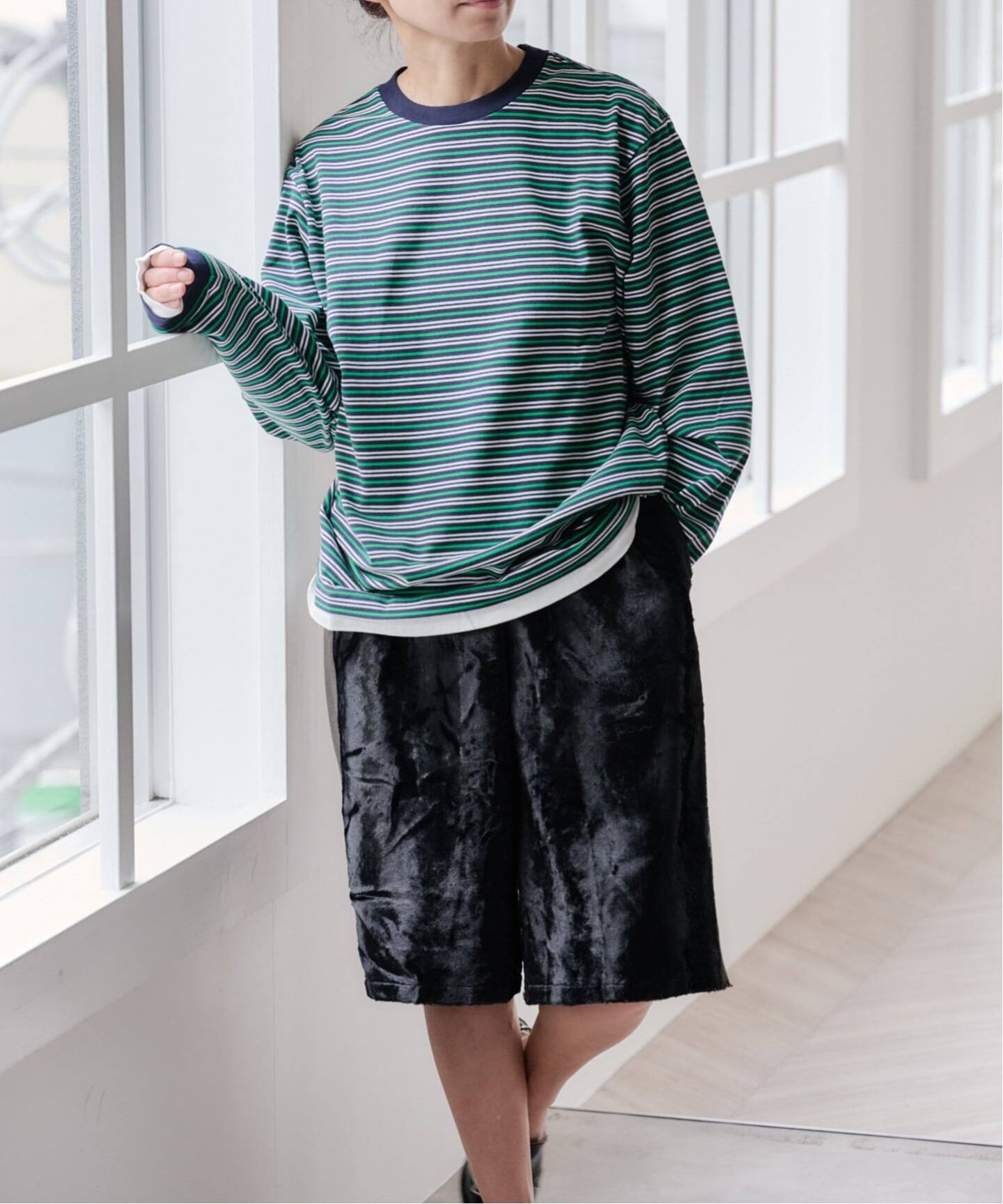 JOHN MASON SMITH ジョン メイソン スミス 25AW COTTON BORDER LAYERED L/S T-SHIRT ロングスリーブボーダーカットソー  ブラウン M JOHN MASON SMITH ジョン メイソン スミス 25AW COTTON BORDER LAYERED