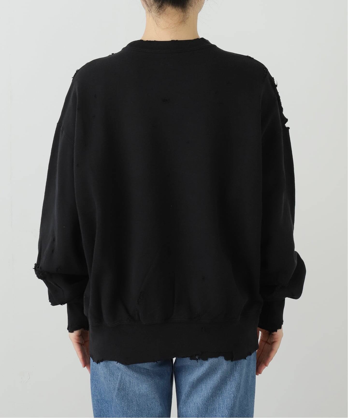 KURO MORE DAMAGE CREW NECK SWEAT クロ ( KURO ) MORE DAMAGE WASHED