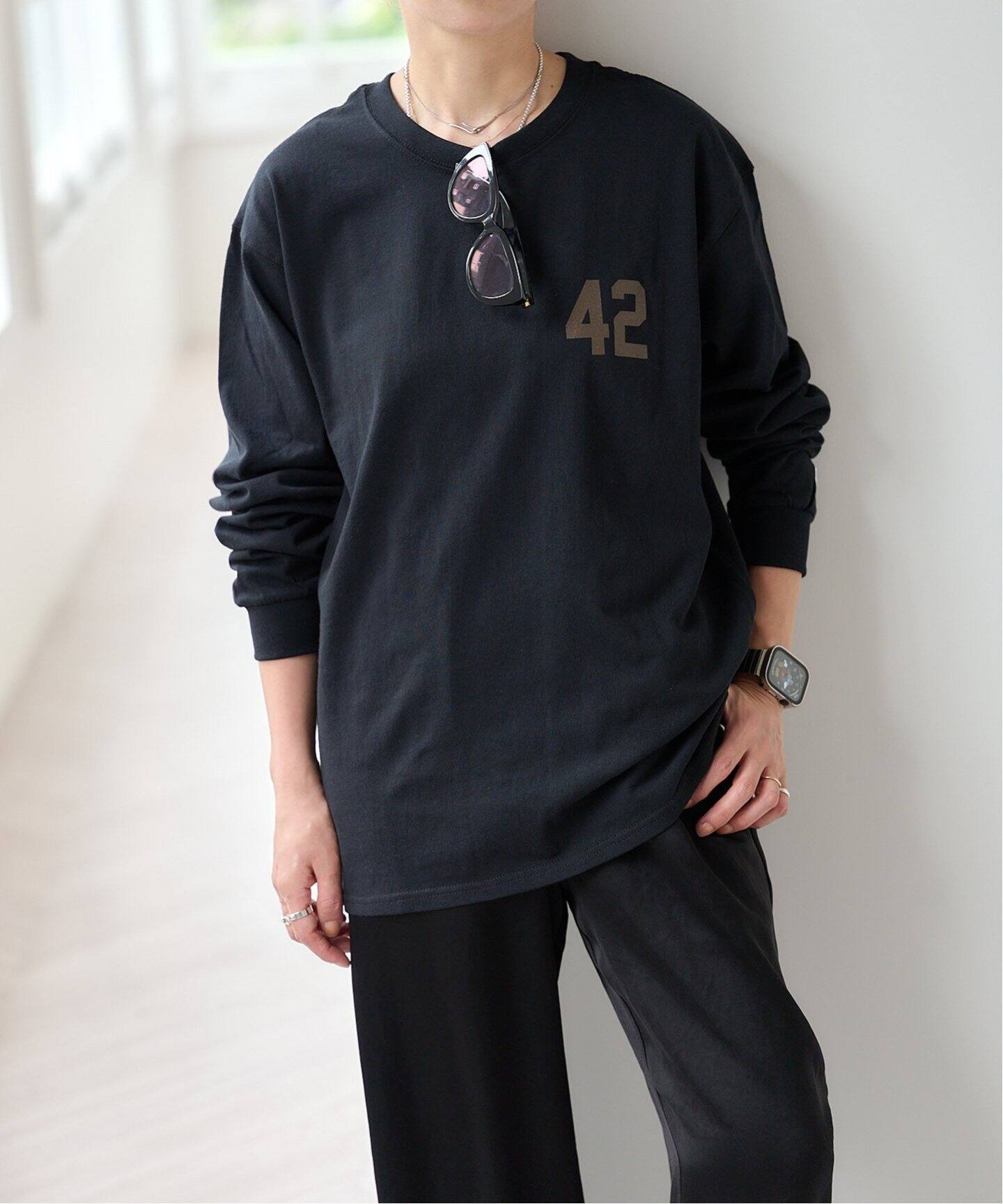 NEIGHBORHOOD RUSSELL ATHLETIC ロンT 黒 Lサイズ STANDARD ESSENTIALS- RUSSEL LOGO LONG SLEEVE T＜RJ-1047