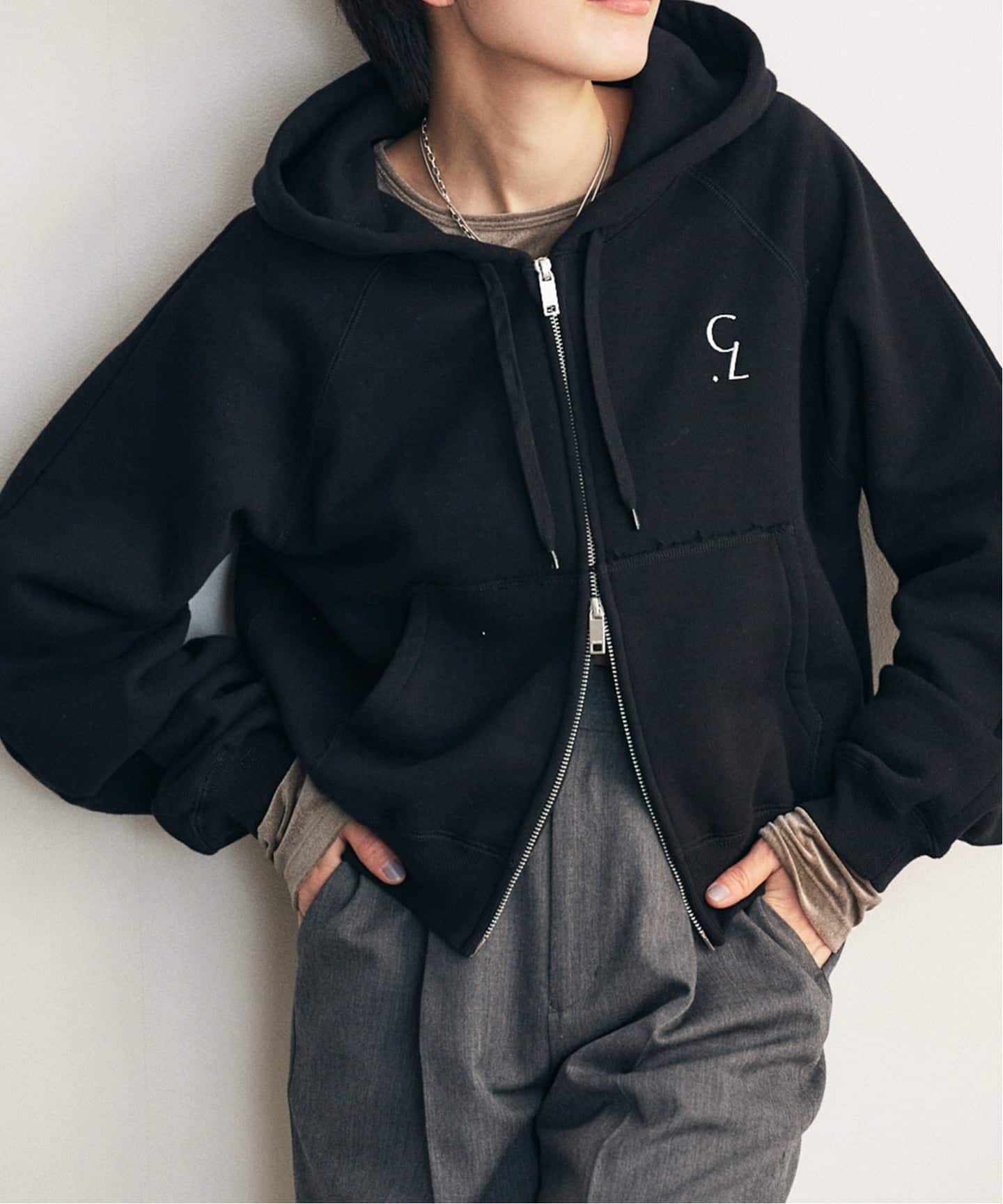 CLANE クラネ LOGO COMPACT ZIP UP HOODIE クラネ CLANE LOGO COMPACT ZIP UP HOODIE （BLACK） -ファッション