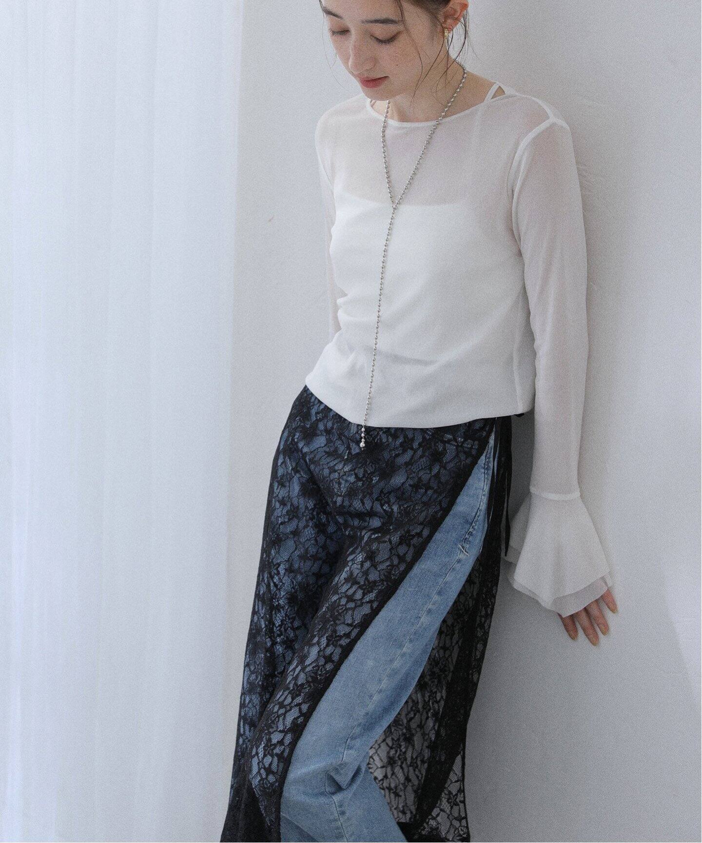 洗える】袖フレアチュールカットソー（Tシャツ／カットソー）｜La