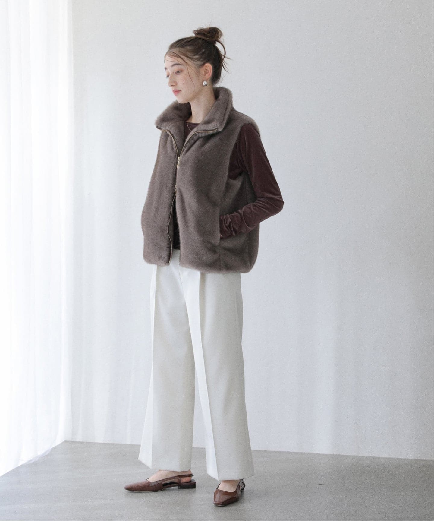 新品未使用　ラトータリテ　La Totalite ベロアドレープカットソー 洗える】ベロアドレープカットソー（Tシャツ／カットソー）｜La