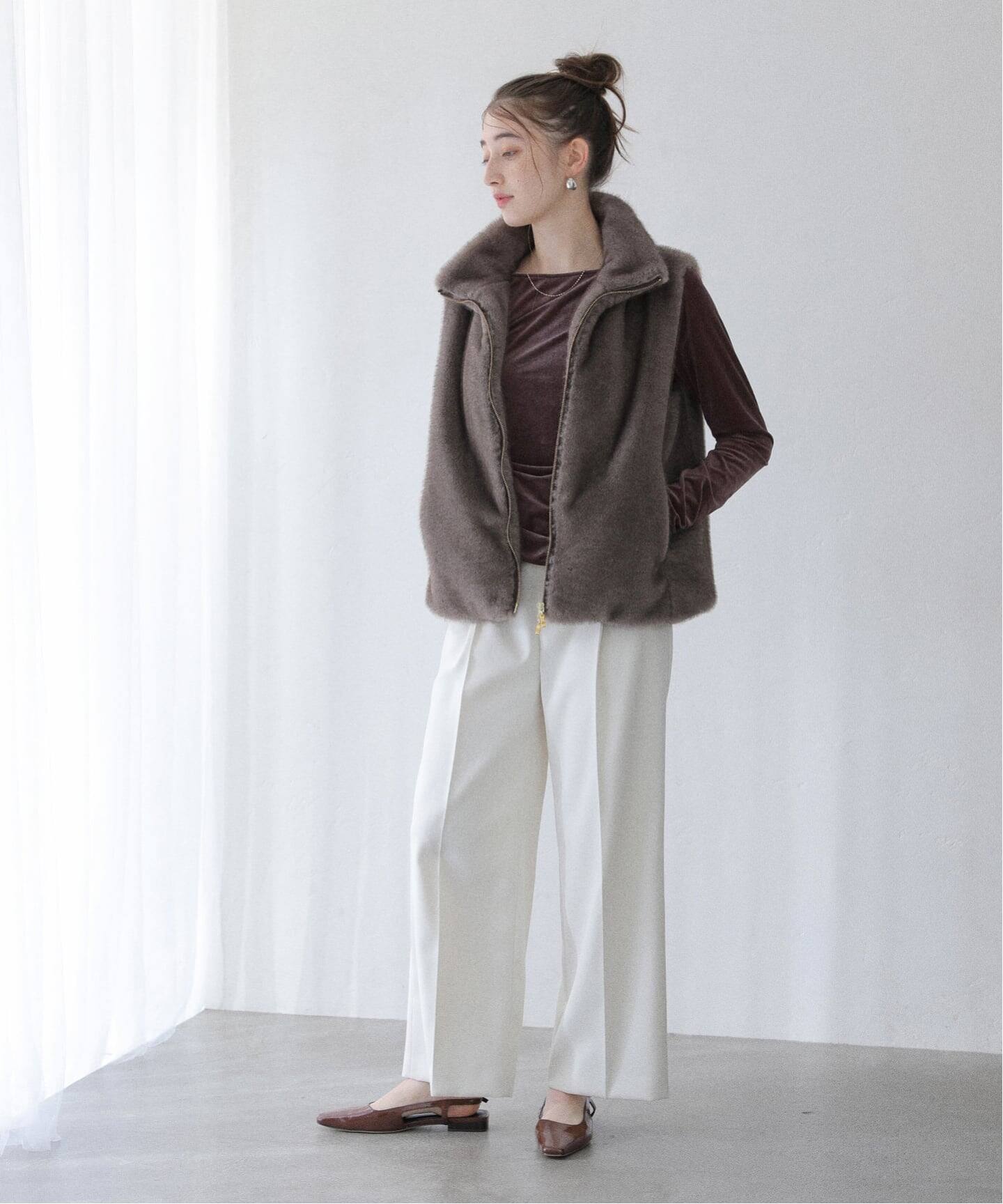 新品未使用　ラトータリテ　La Totalite ベロアドレープカットソー 洗える】ベロアドレープカットソー（Tシャツ／カットソー）｜La