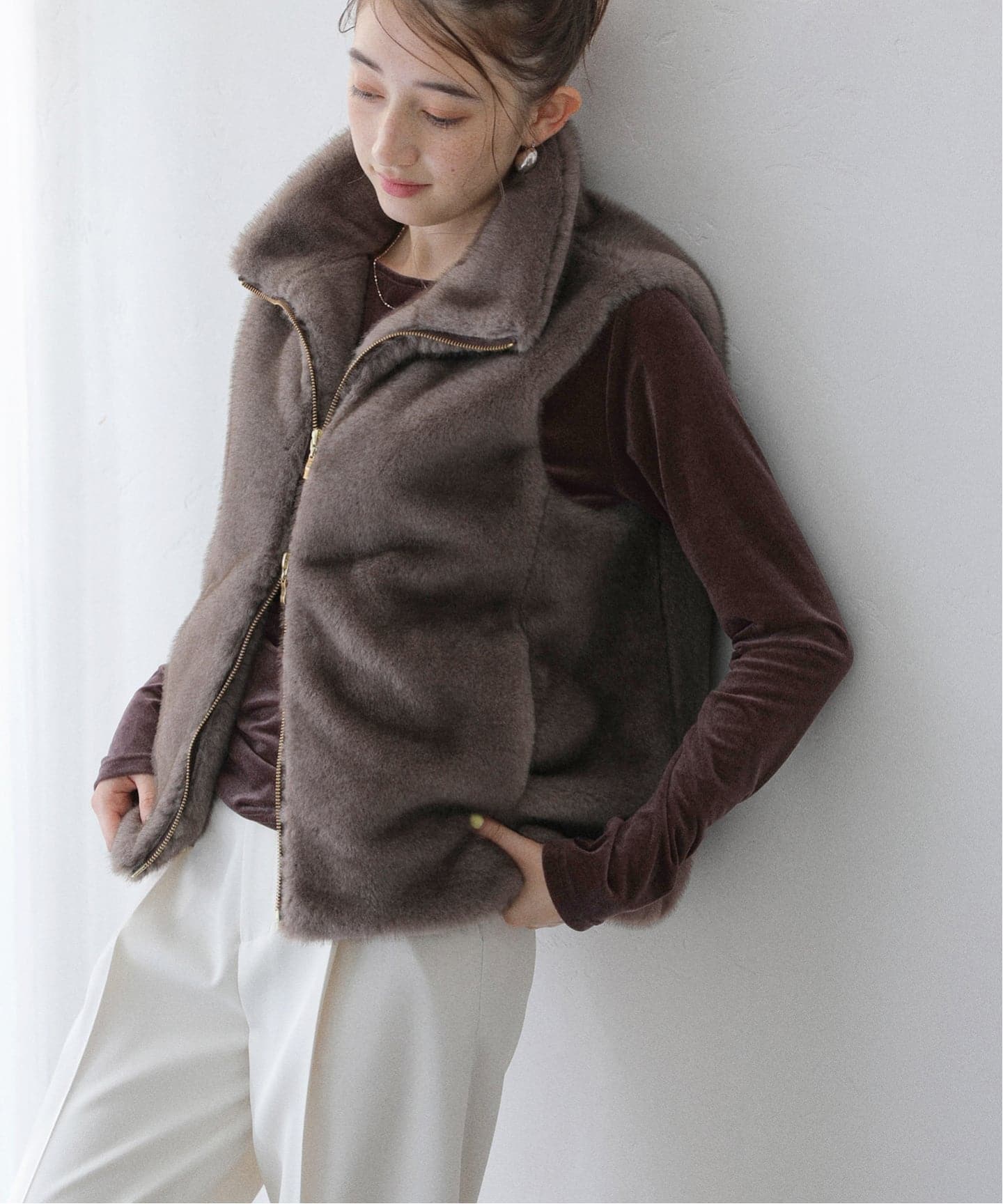 新品未使用　ラトータリテ　La Totalite ベロアドレープカットソー 洗える】ベロアドレープカットソー（Tシャツ／カットソー）｜La