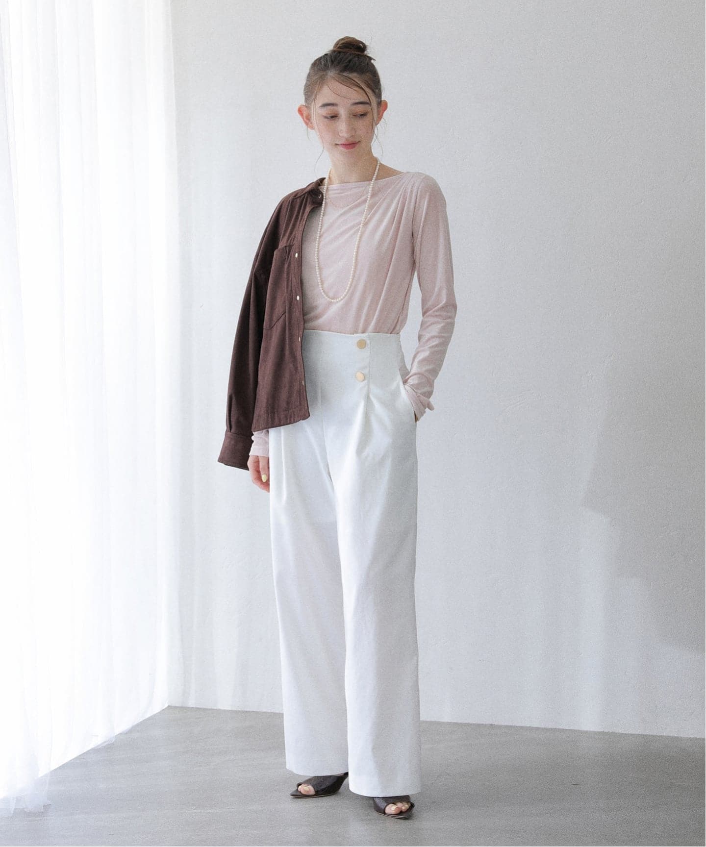 洗える】ベロアドレープカットソー（Tシャツ／カットソー）｜La