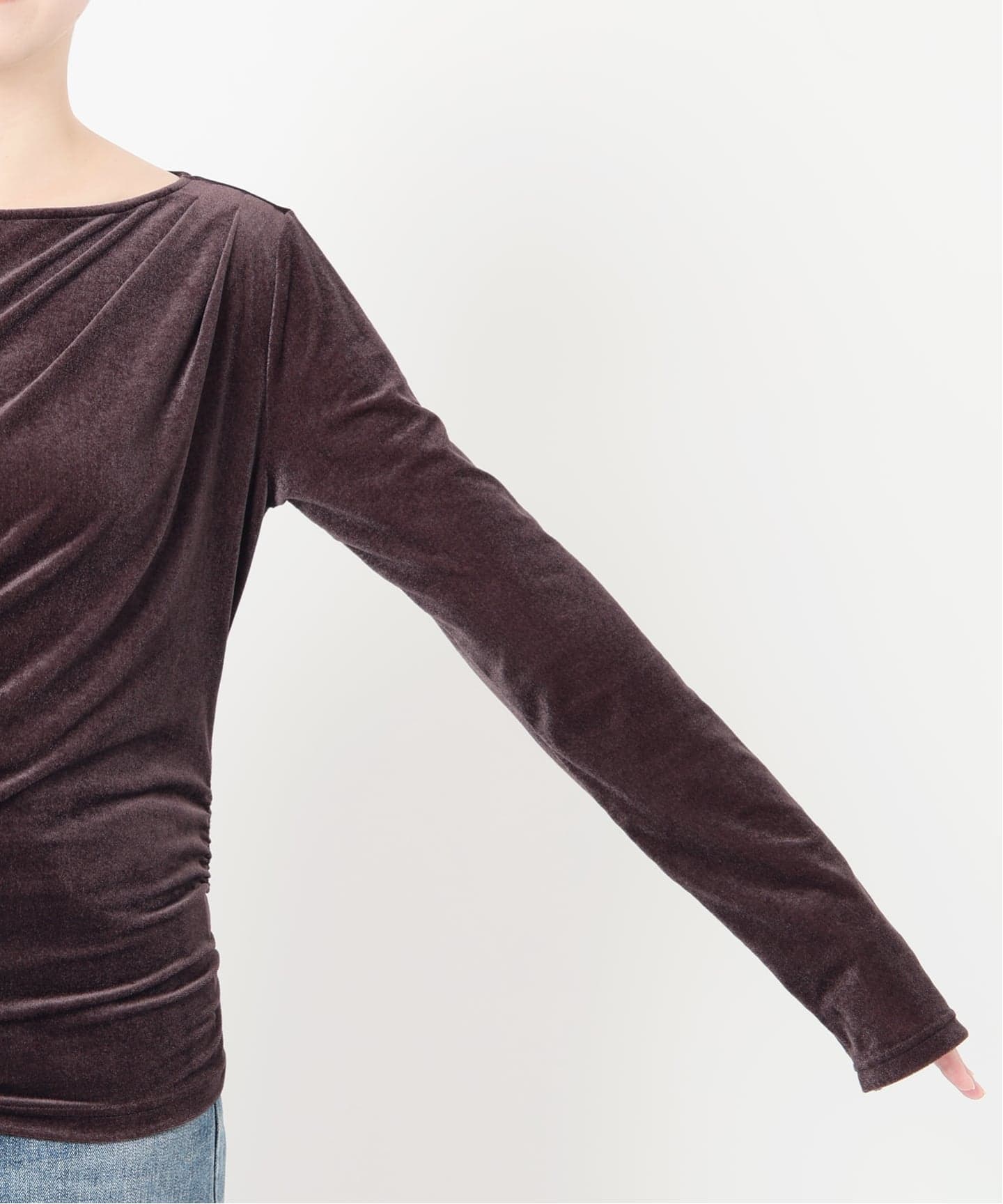 新品未使用　ラトータリテ　La Totalite ベロアドレープカットソー 洗える】ベロアドレープカットソー（Tシャツ／カットソー）｜La