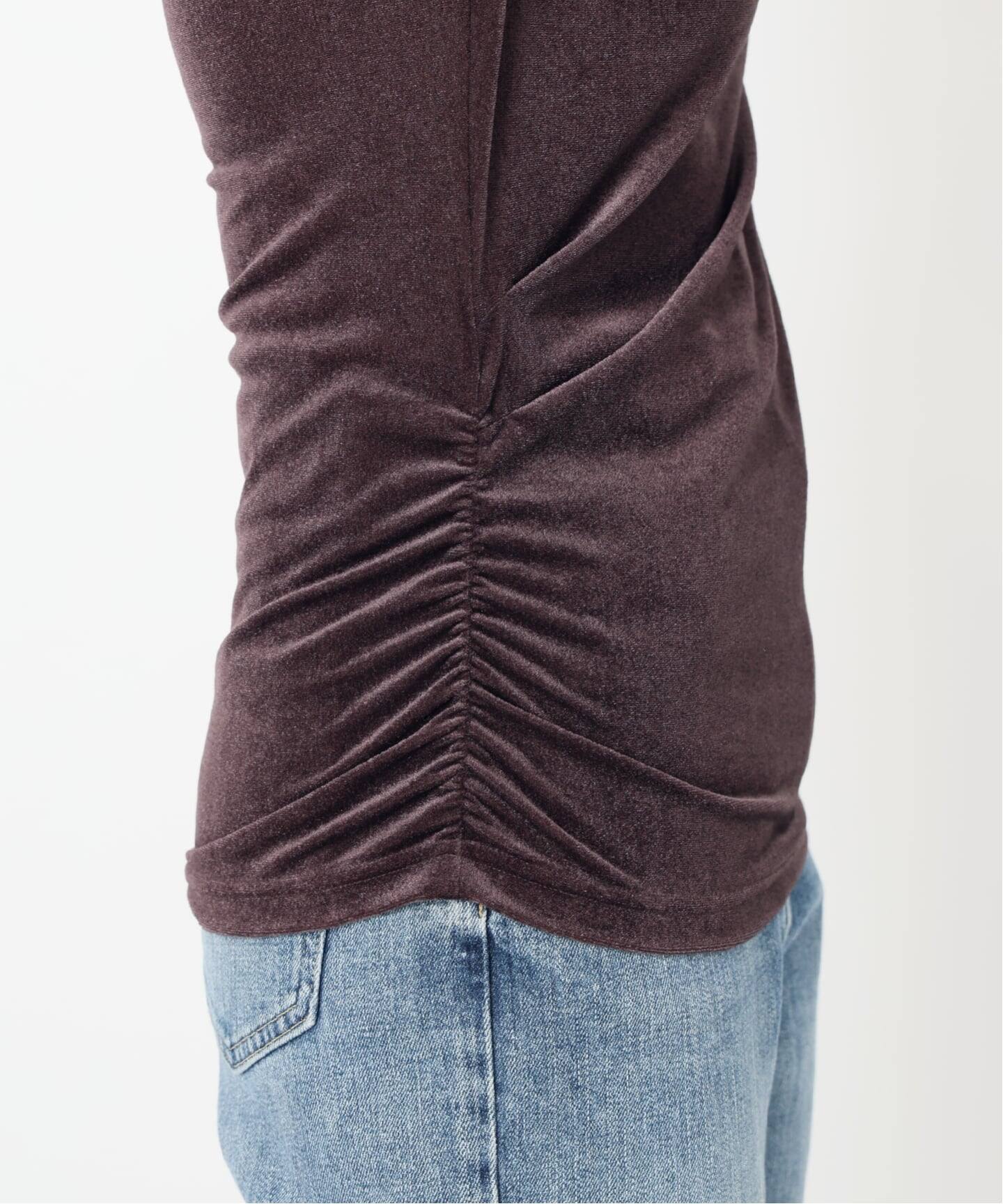 洗える】ベロアドレープカットソー（Tシャツ／カットソー）｜La