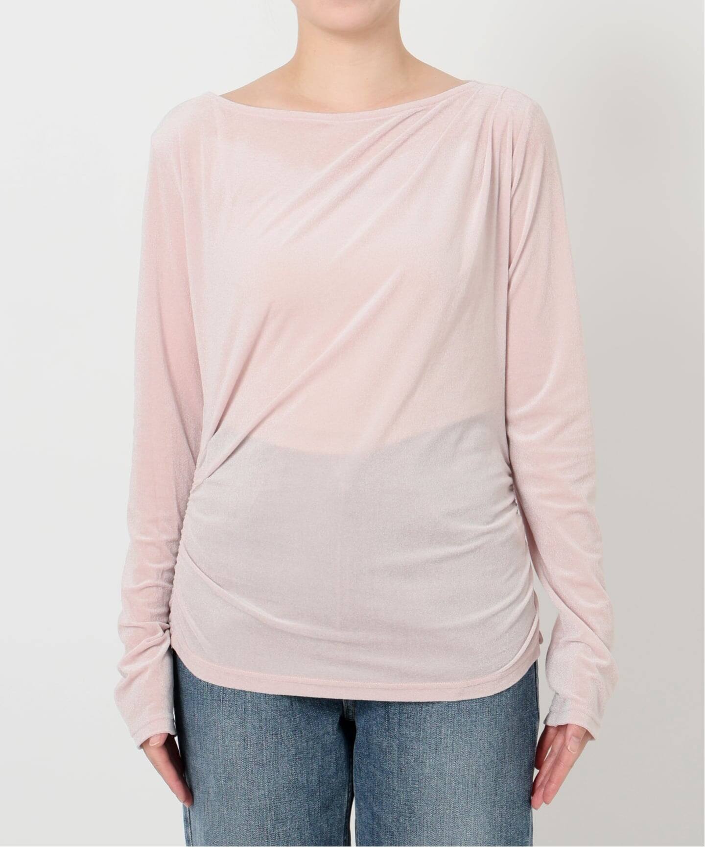 洗える】ベロアドレープカットソー（Tシャツ／カットソー）｜La