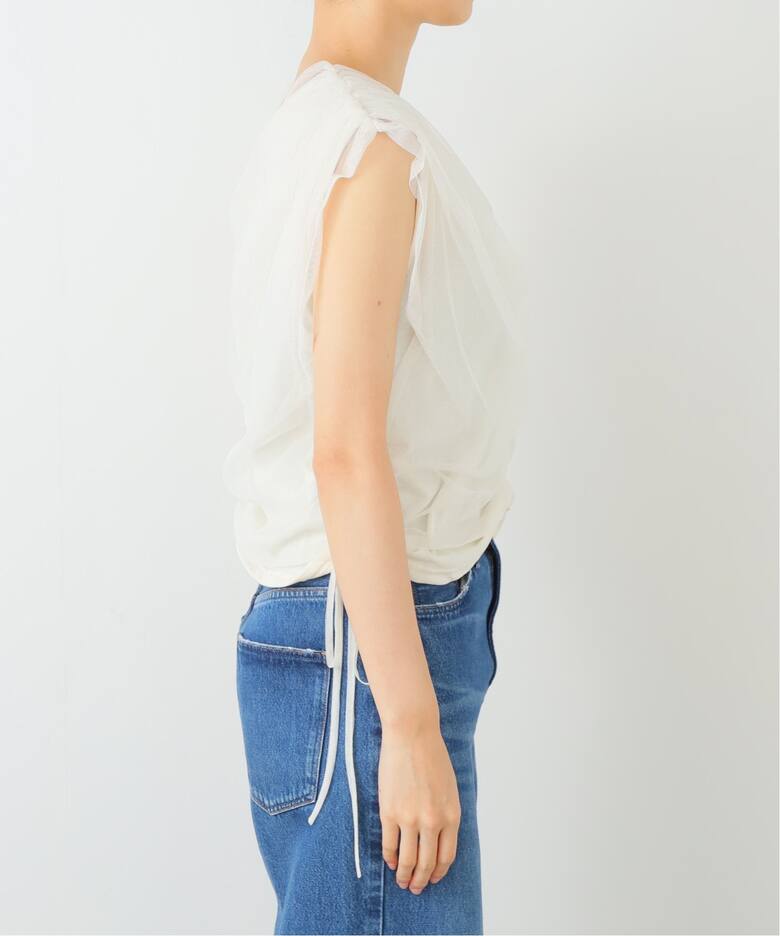 洗える】チュールレイヤードギャザーカットソー（Tシャツ／カットソー 