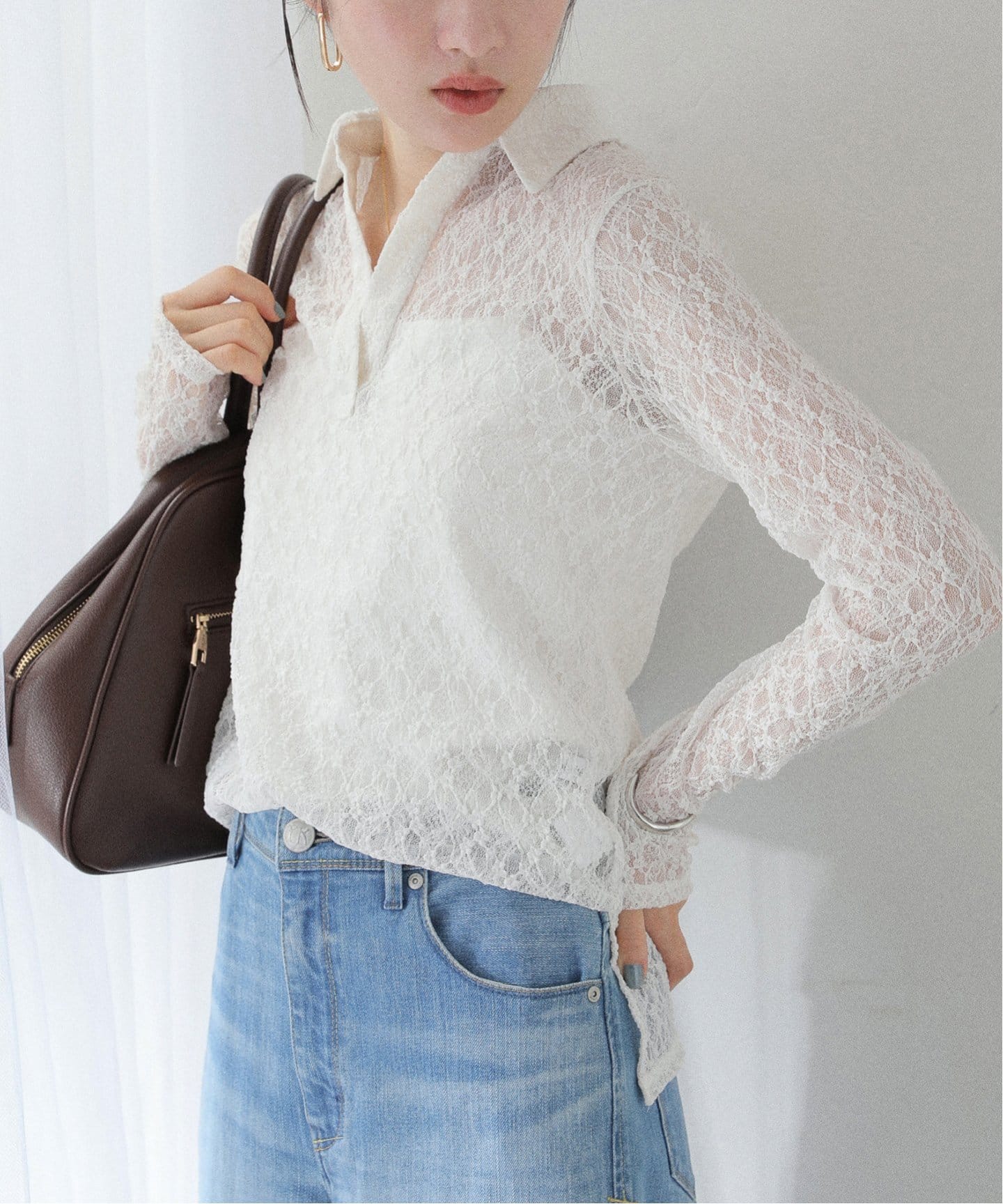 La TOTALITE - 【美品】ラトータリテ フロントレースシャツ サイズ38 La TOTALITE フロントレースシャツ（La TOTALITE