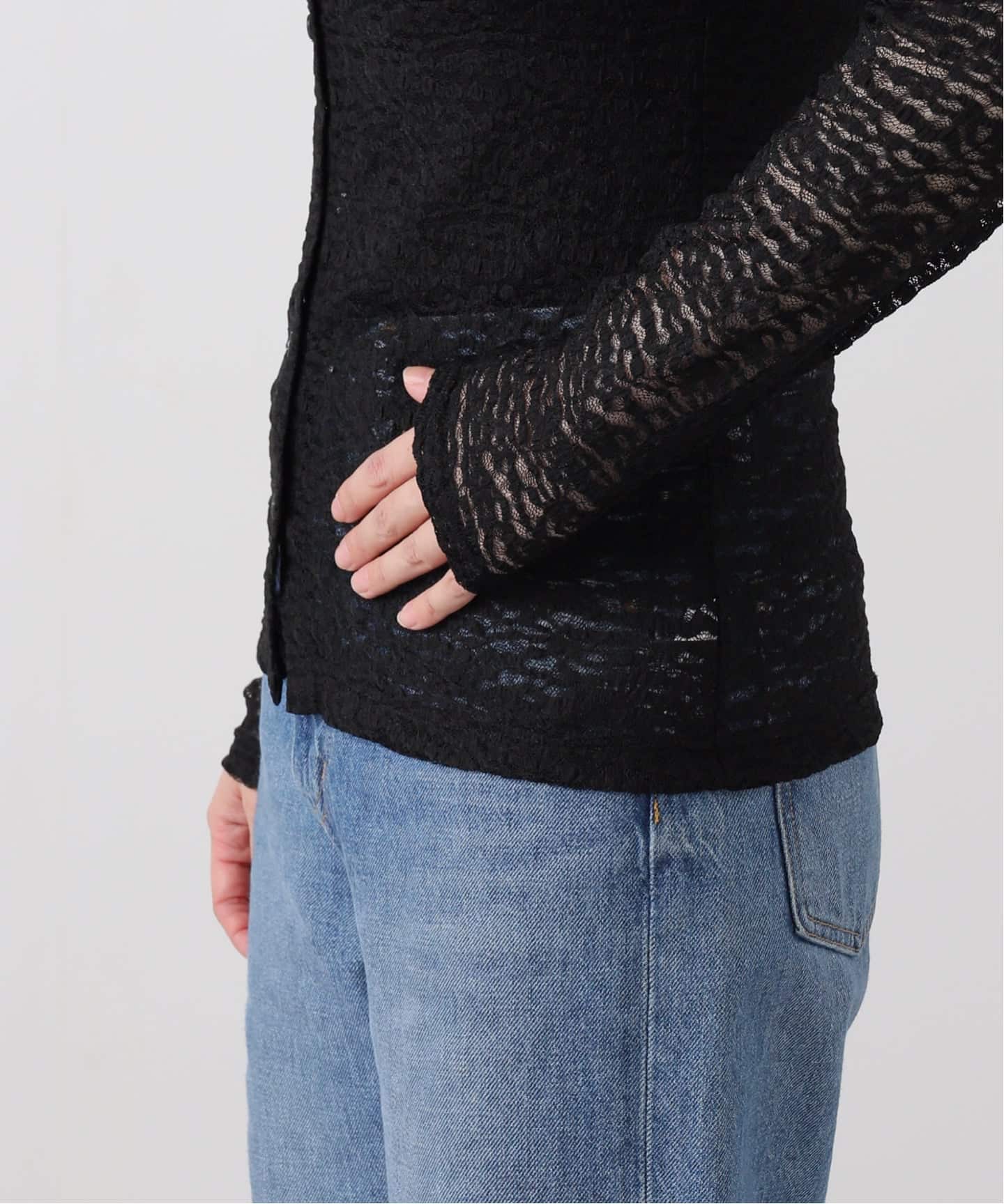 洗える】2WAYストレッチレースカットソー（Tシャツ／カットソー）｜La