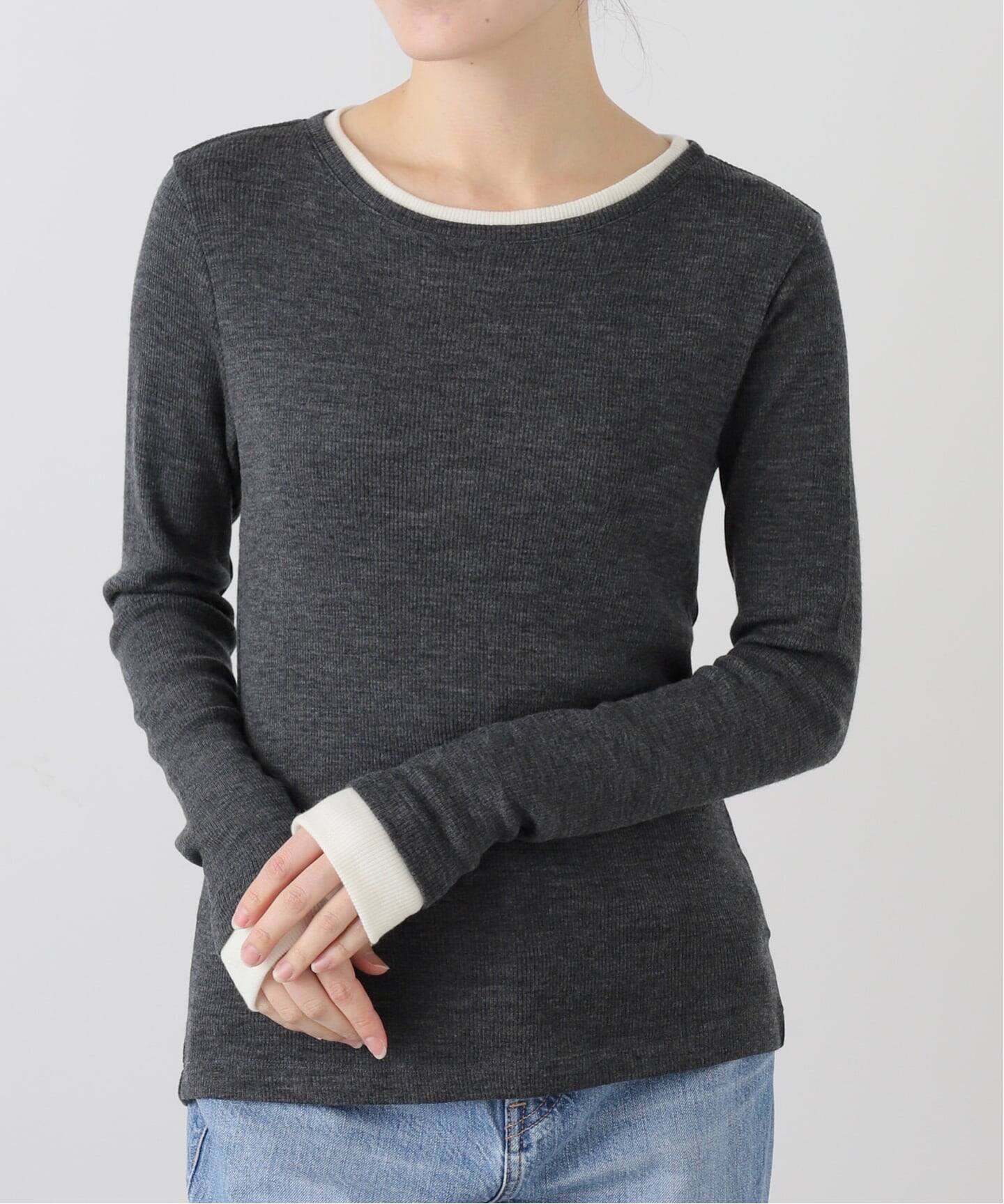 ラ トータリテ（La TOTALITE）/【洗える】配色ウールテレコカットソー 洗える】配色ウールテレコカットソー（Tシャツ／カットソー）｜La