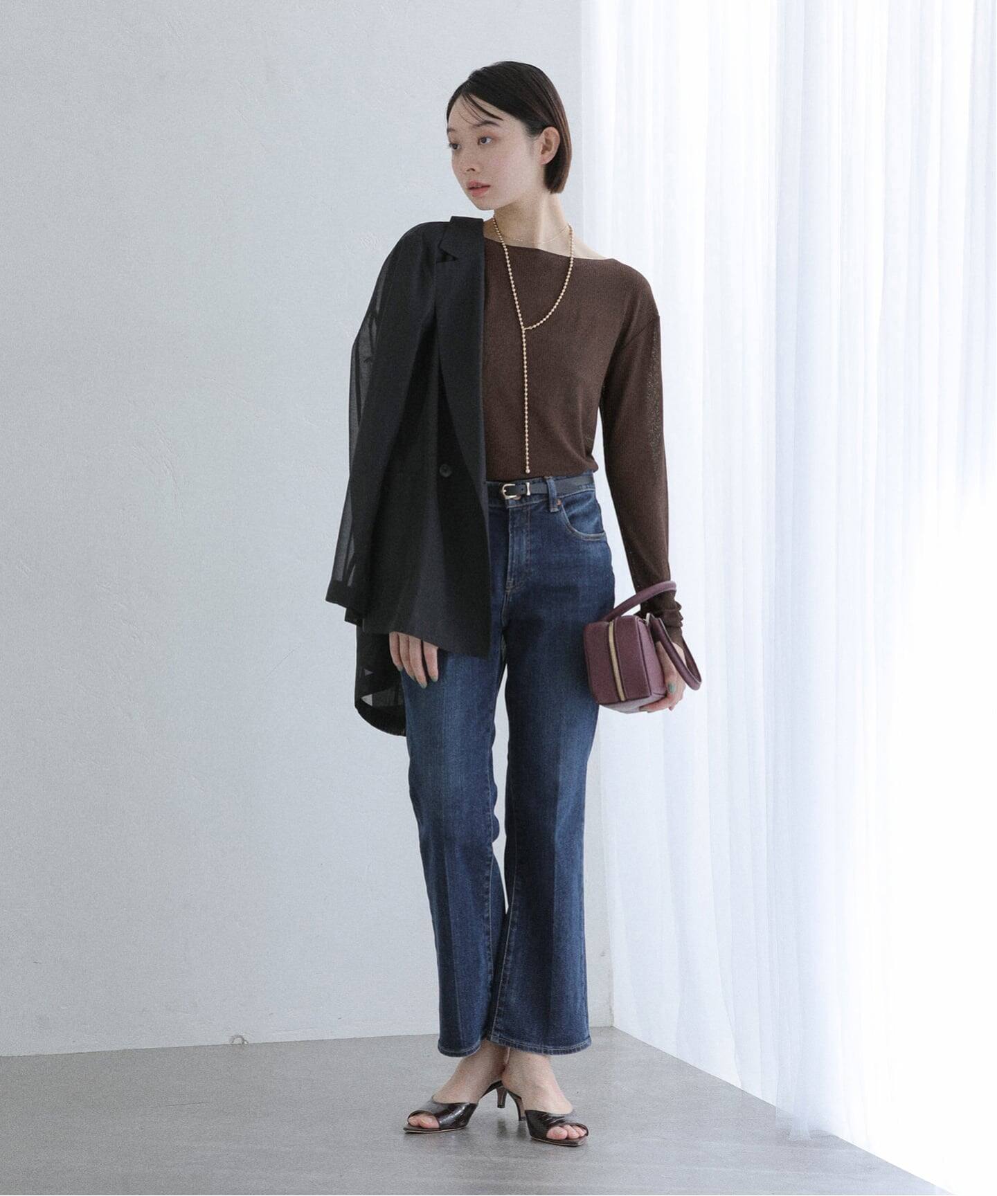 洗える】強撚フライスボートネックプルオーバー（Tシャツ／カットソー