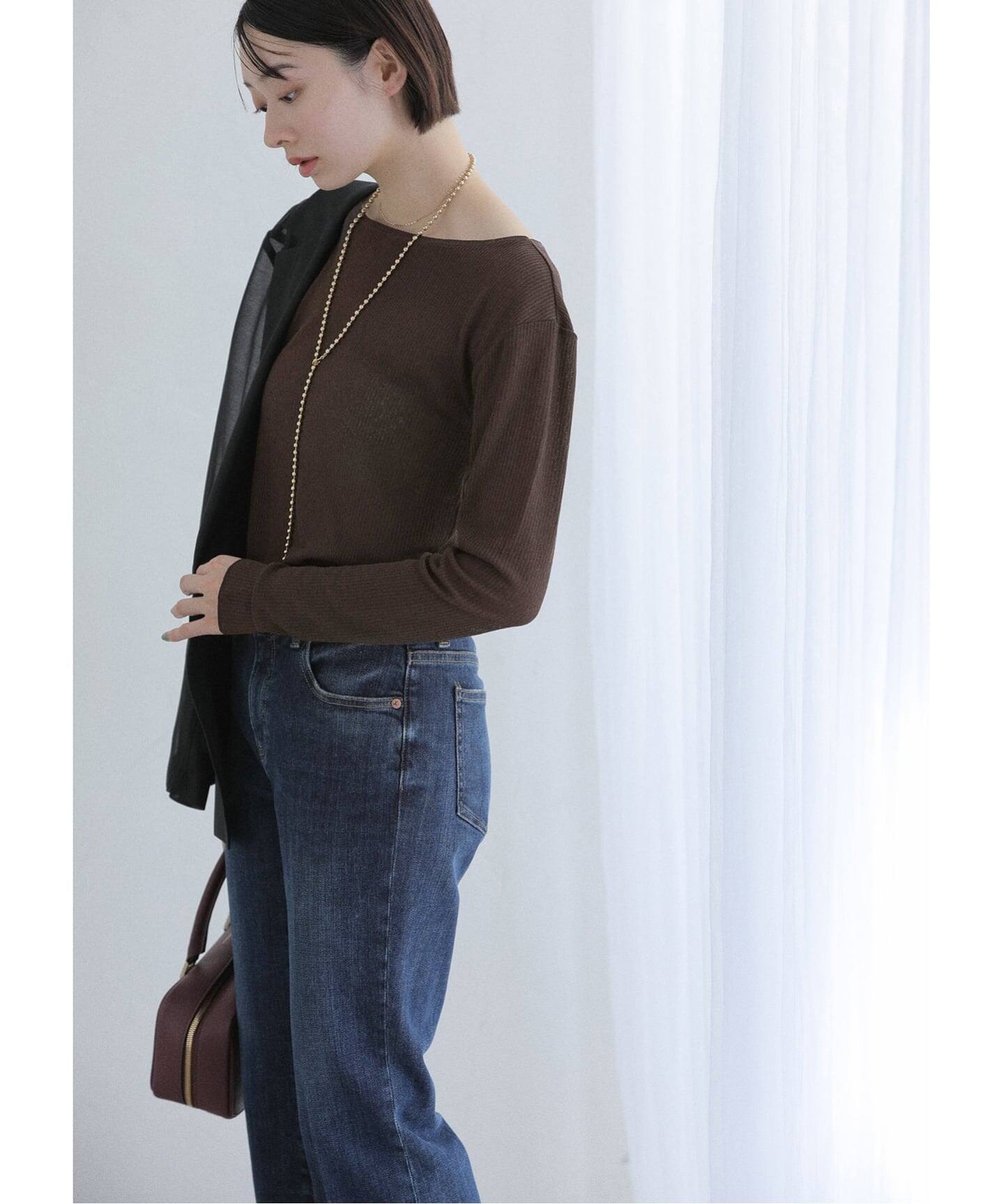 洗える】強撚フライスボートネックプルオーバー（Tシャツ／カットソー