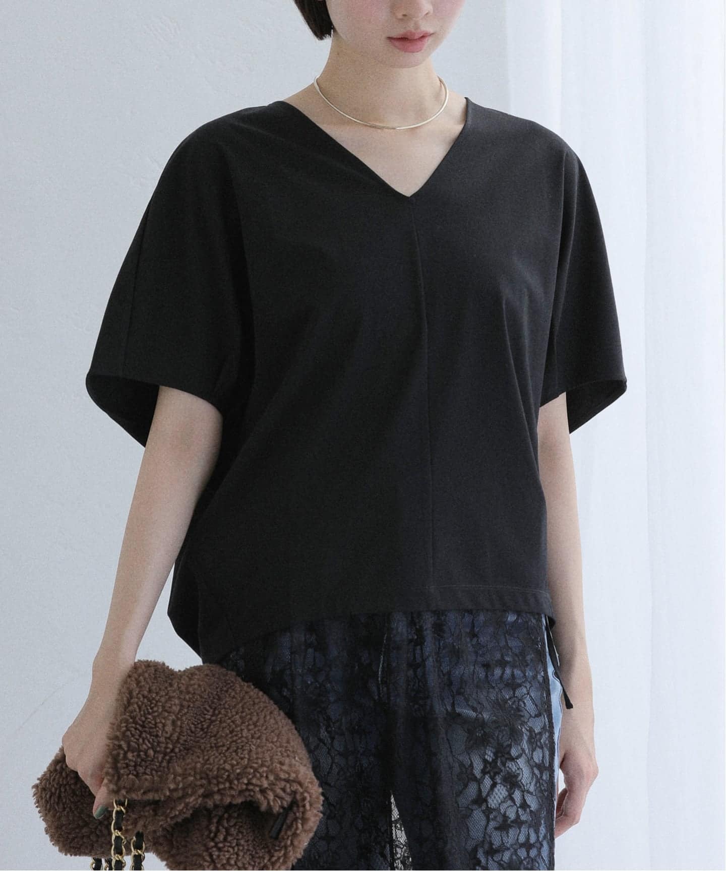 洗える】接触冷感Vネックプルオーバー（Tシャツ／カットソー