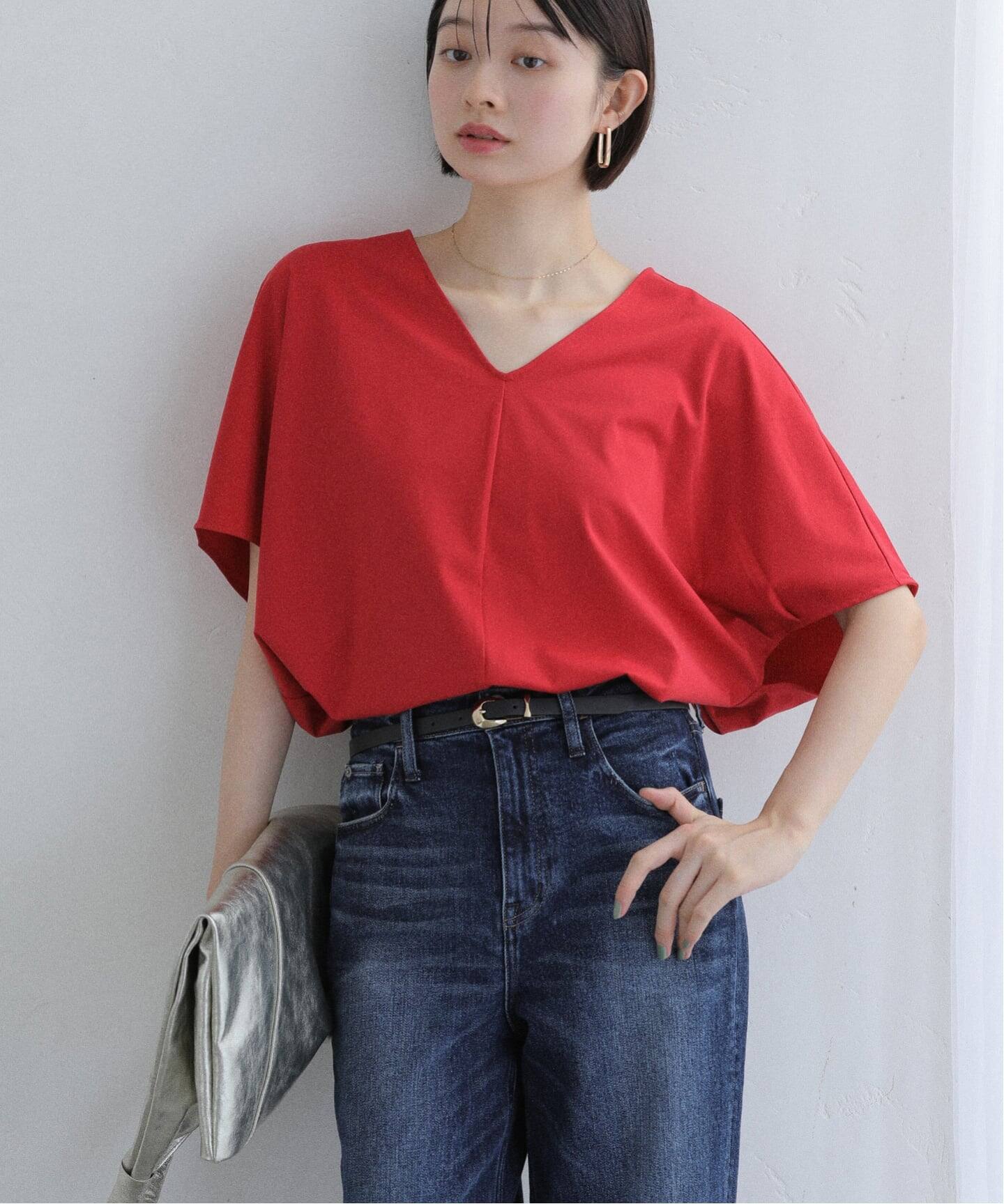 ラトータリテ　ヘアリー Vネックプルオーバー 洗える】接触冷感Vネックプルオーバー（Tシャツ／カットソー