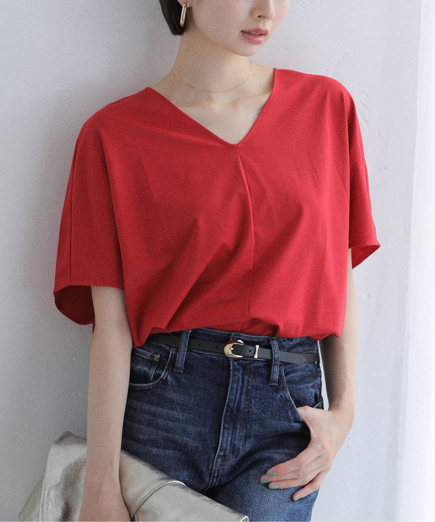 ラトータリテ　ヘアリー Vネックプルオーバー 洗える】接触冷感Vネックプルオーバー（Tシャツ／カットソー
