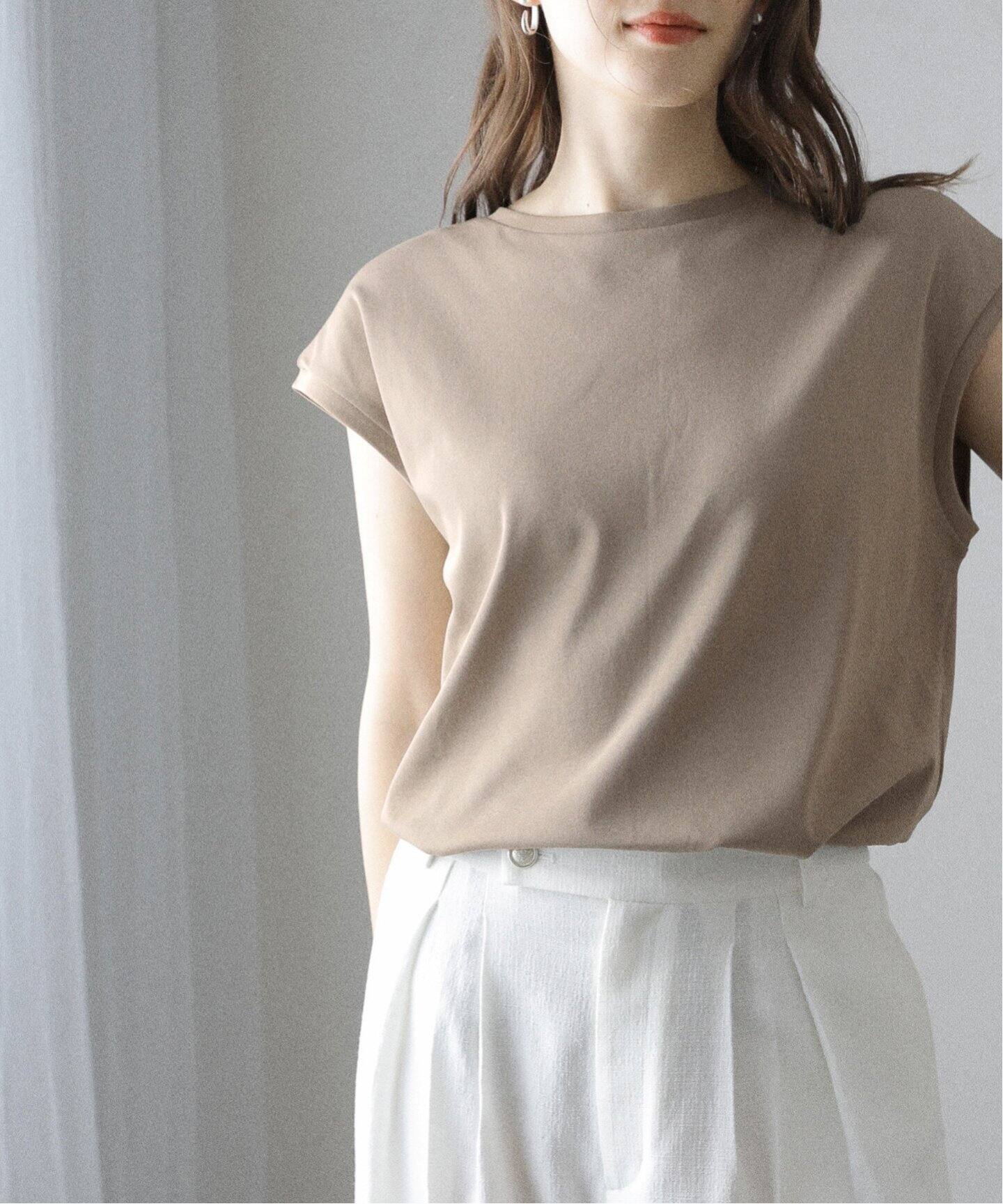 美品　ラトータリテ　La Totalite 白　襟デザイン　トップス　　日本製 追加》【洗える】接触冷感フレンチカットソー（Tシャツ