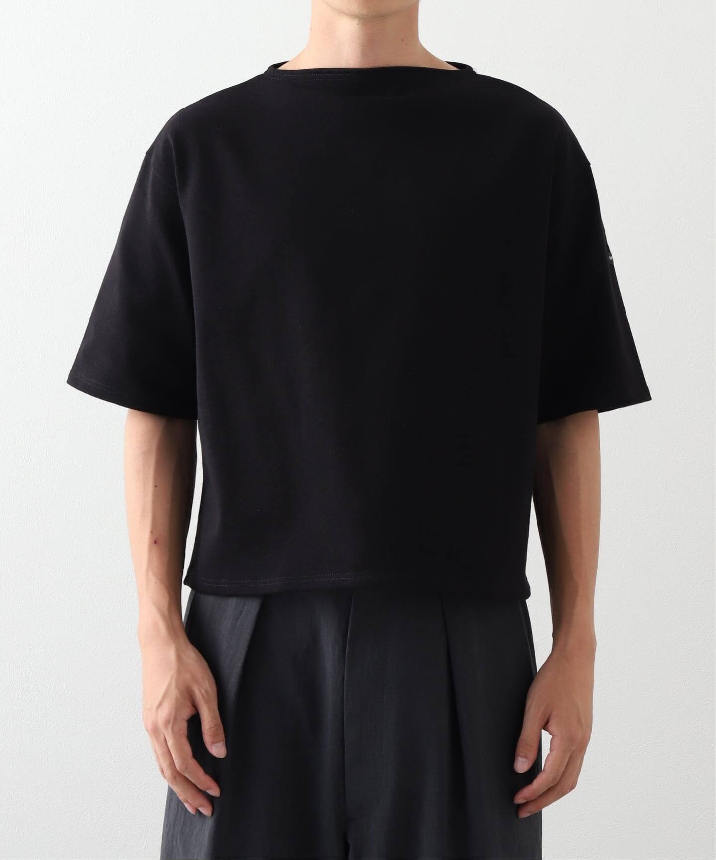 SAINT JAMES◆Tシャツ/1/コットン/BLK/無地/RN130787 SAINT JAMES（セントジェームス）TEE LOOSE（五分袖ドロップ