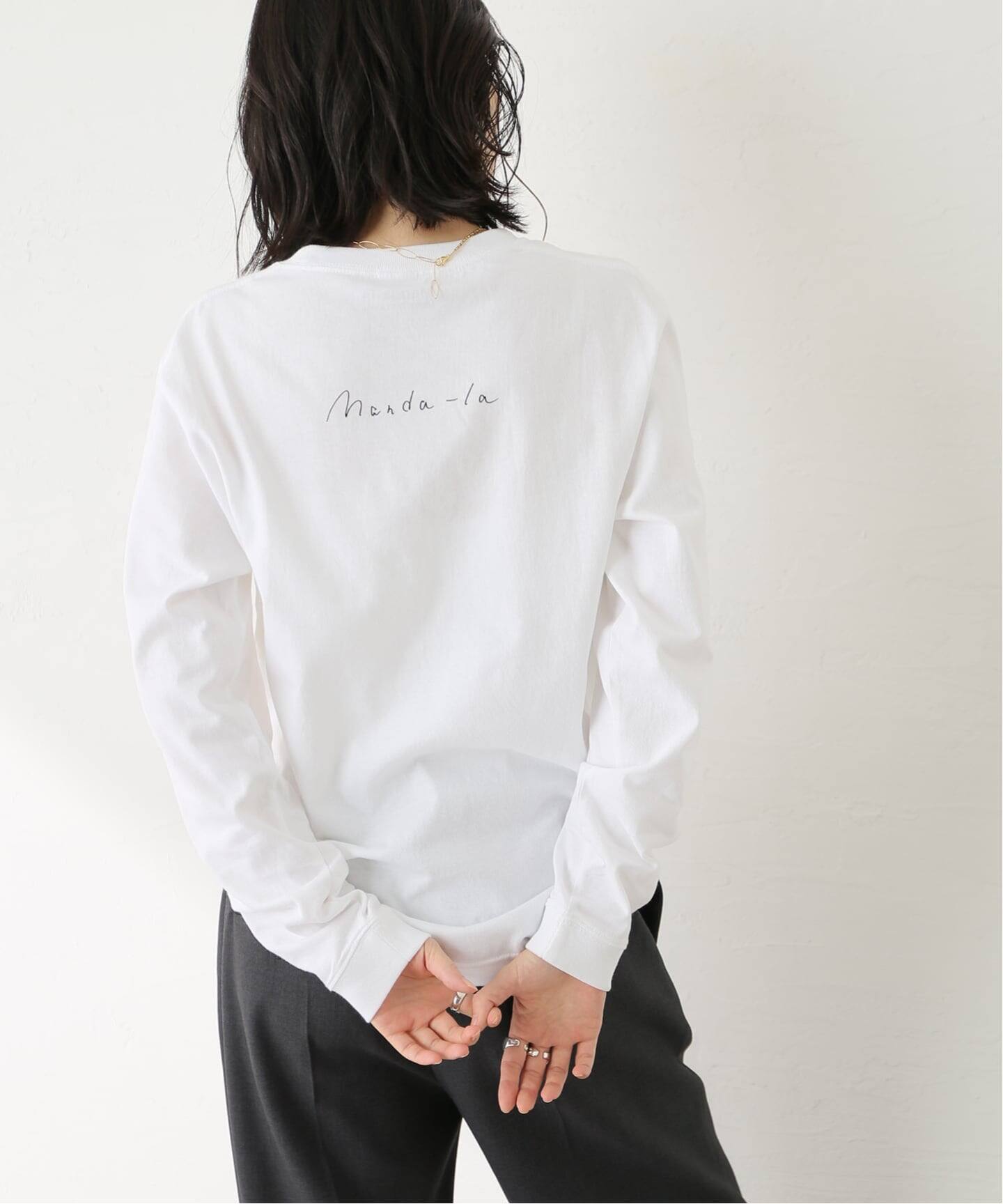 美品格安長袖カットソー ホワイト LOS ANGELES 宇佐美雅浩｜Manda-la Somewhere】展覧会オリジナル - ロンT（Tシャツ