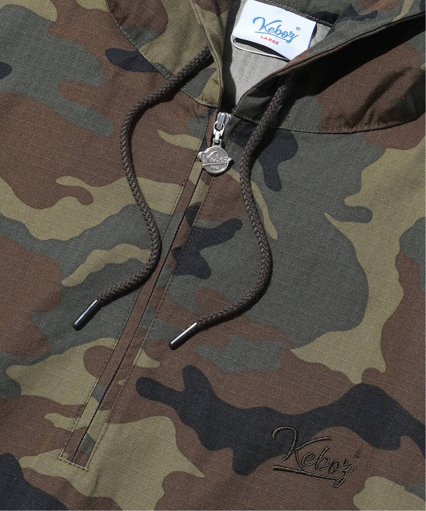 【KEBOZ】COTTON RIPSTOP HALF ZIP HOODED SHIRT COTTON RIPSTOP HALF ZIP HOODED SHIRT