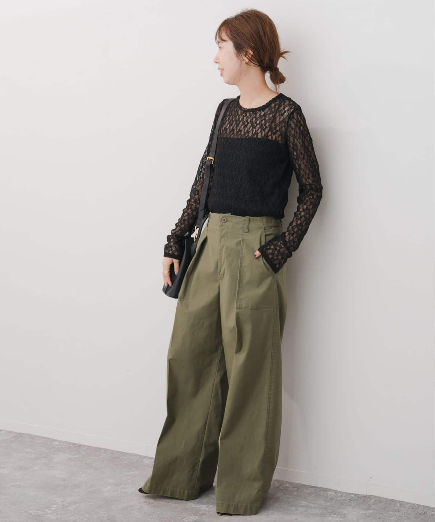 Spick and Span ストレッチレースクルーネックプルオーバー ストレッチレースクルーネックプルオーバー（Tシャツ／カットソー