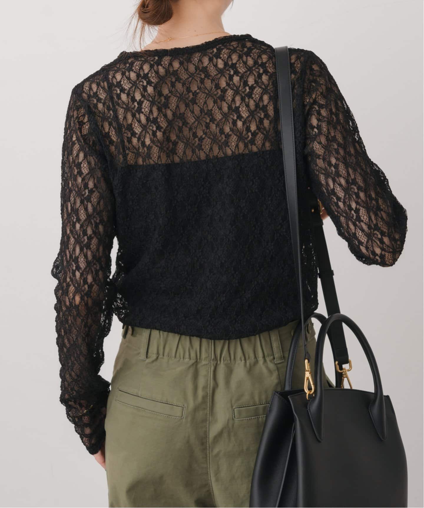 Spick and Span レースカットソー レースシャーリングハイネックトップス（Tシャツ/カットソー