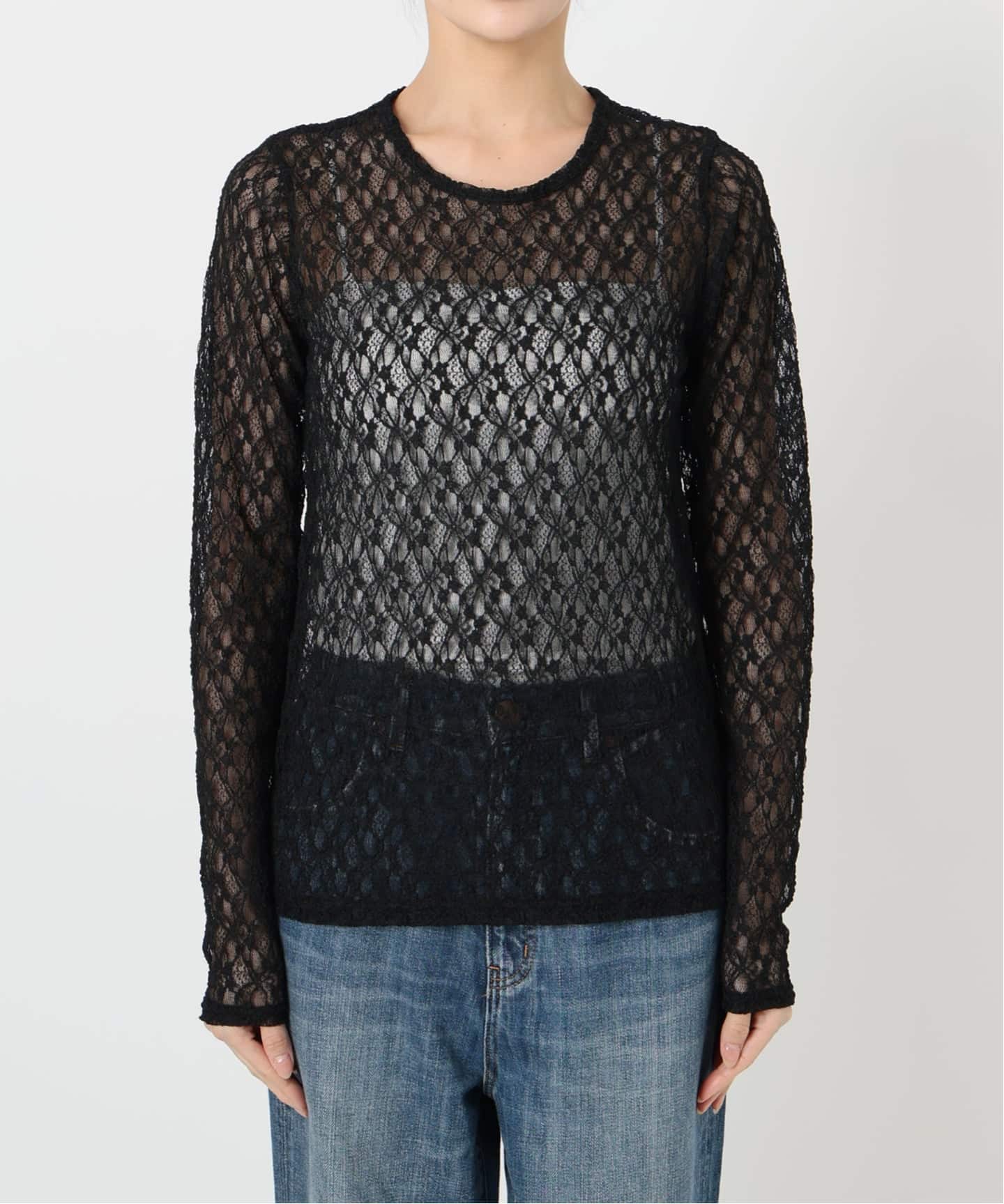 Spick and Span ストレッチレースクルーネックプルオーバー ストレッチレースクルーネックプルオーバー（Tシャツ