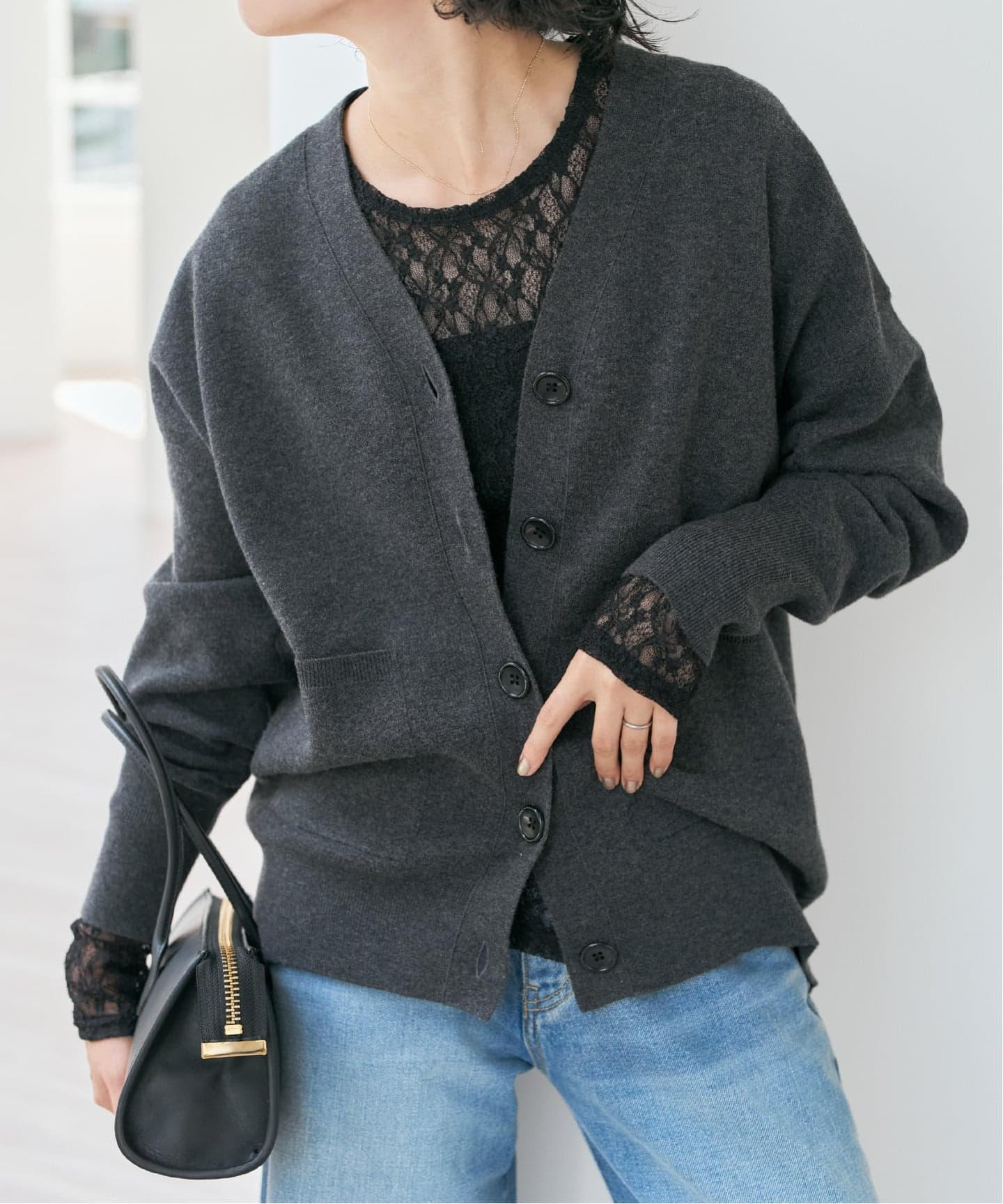 追加》ストレッチレースクルーネックプルオーバー（Tシャツ