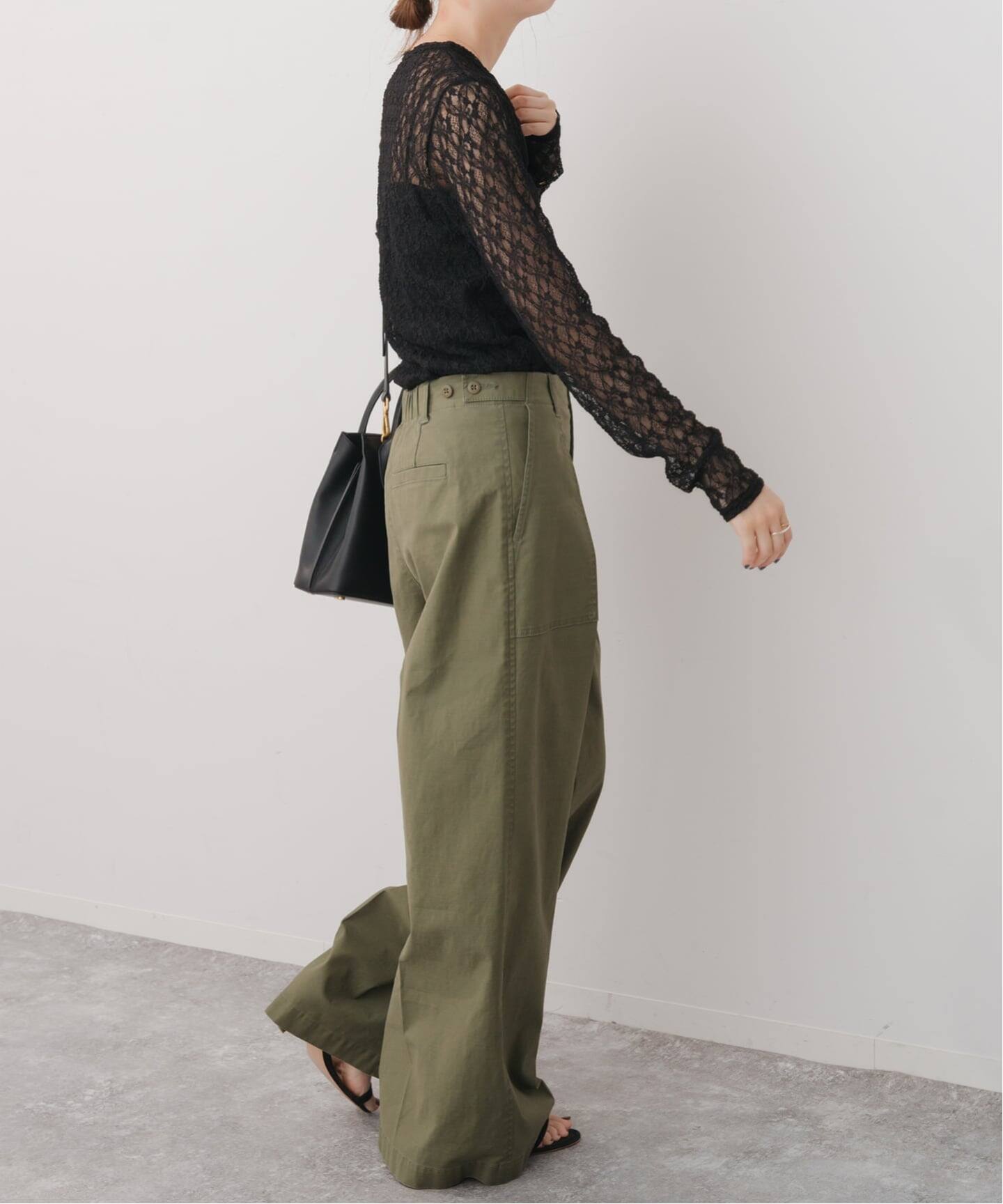 追加》ストレッチレースクルーネックプルオーバー（Tシャツ