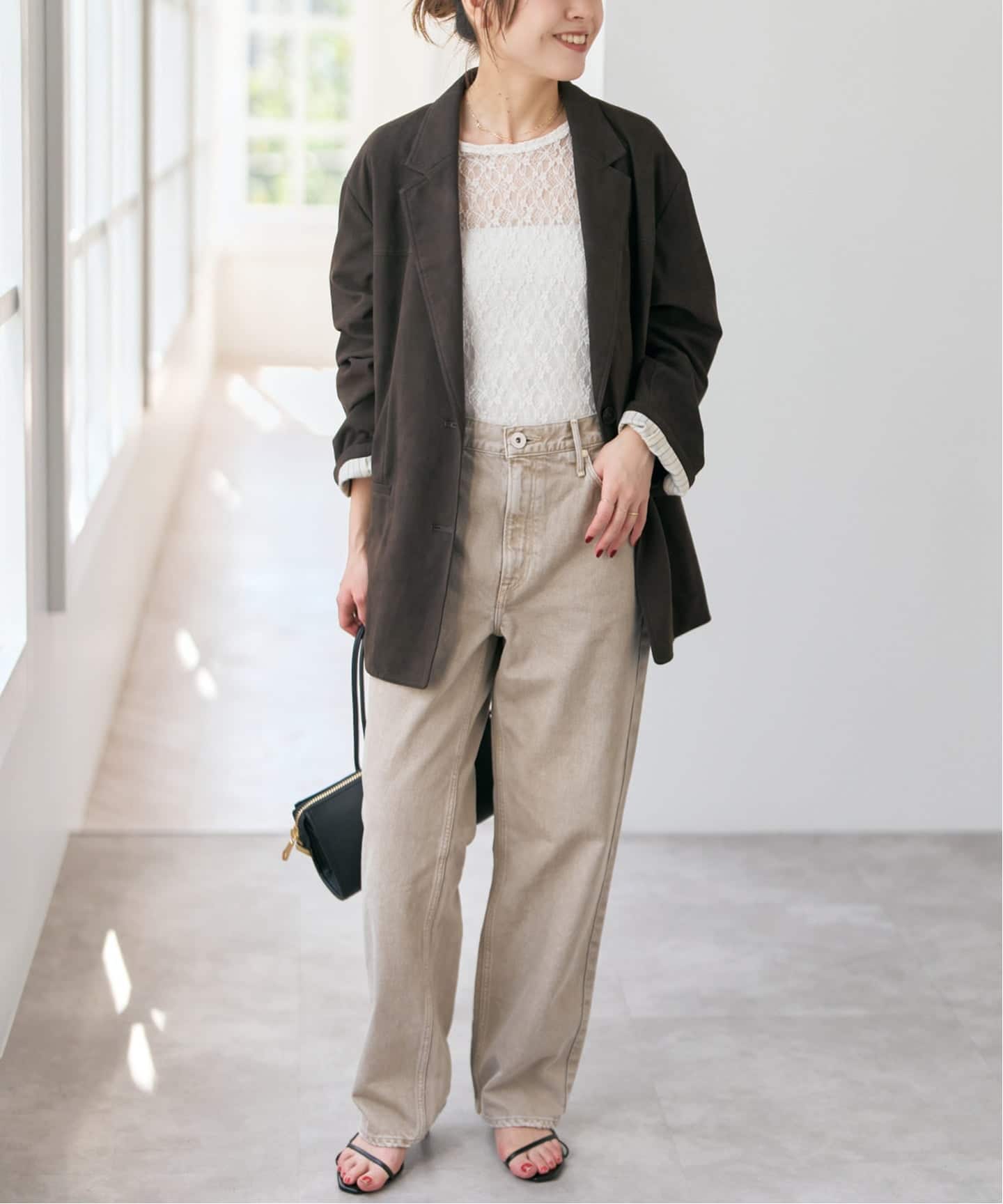 追加》ストレッチレースクルーネックプルオーバー（Tシャツ