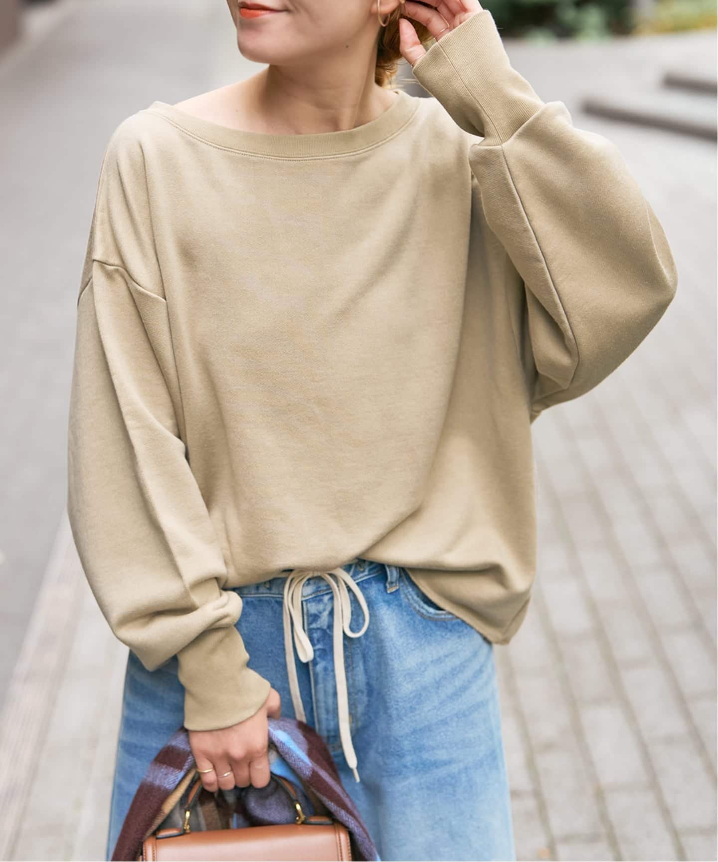 【1度着用のみ美品】 スピックアンドスパン ボートネックプルオーバー 25SS ボートネックスウェット（スウェット）｜Spick & Span（スピック