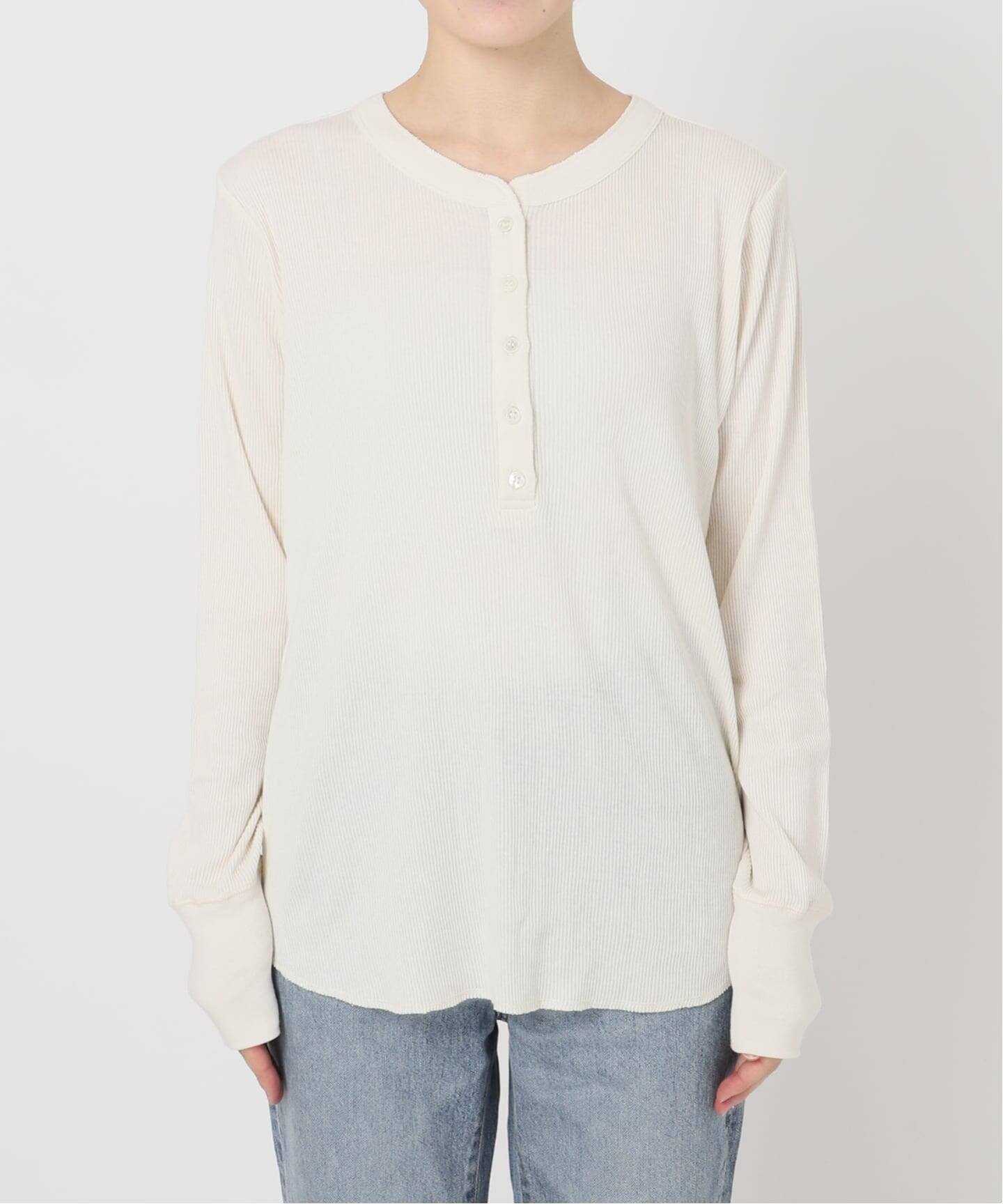 新品未開封　FORME ヘンリーネック リブカットソー ホワイト　フリーサイズ 新品☆FORME 東原亜希さん ヘンリーネックリブカットソー